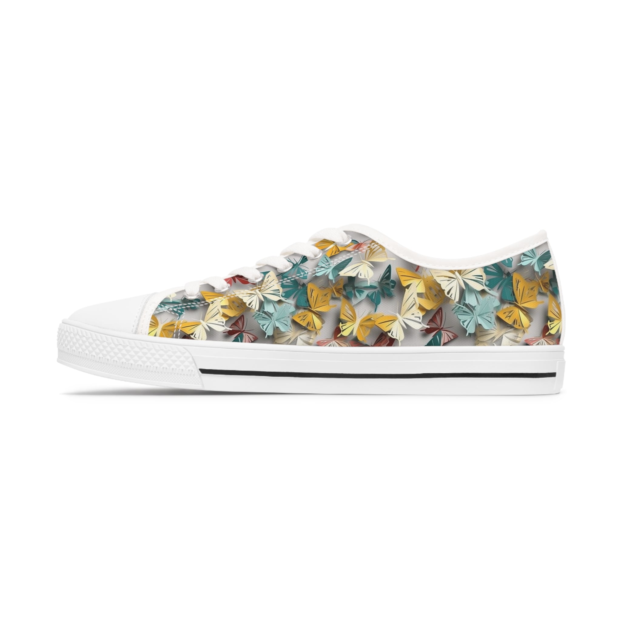 Women's Low Top Sneakers (AOP) - Seamless Butterfly Designs 02