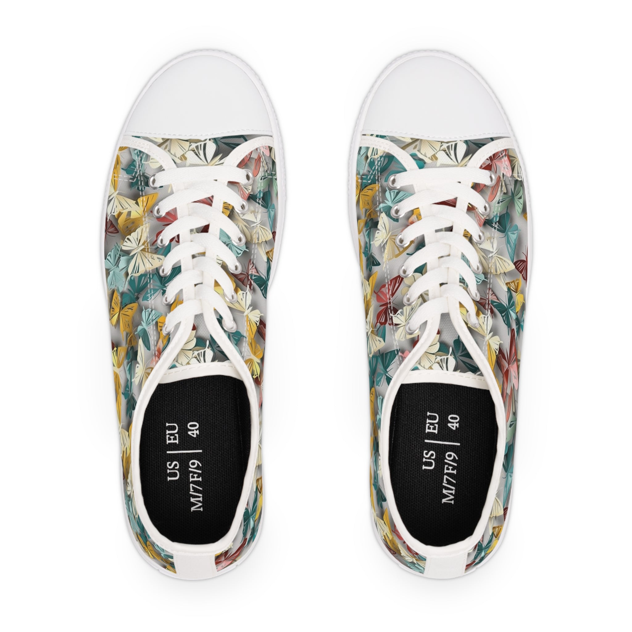 Women's Low Top Sneakers (AOP) - Seamless Butterfly Designs 02
