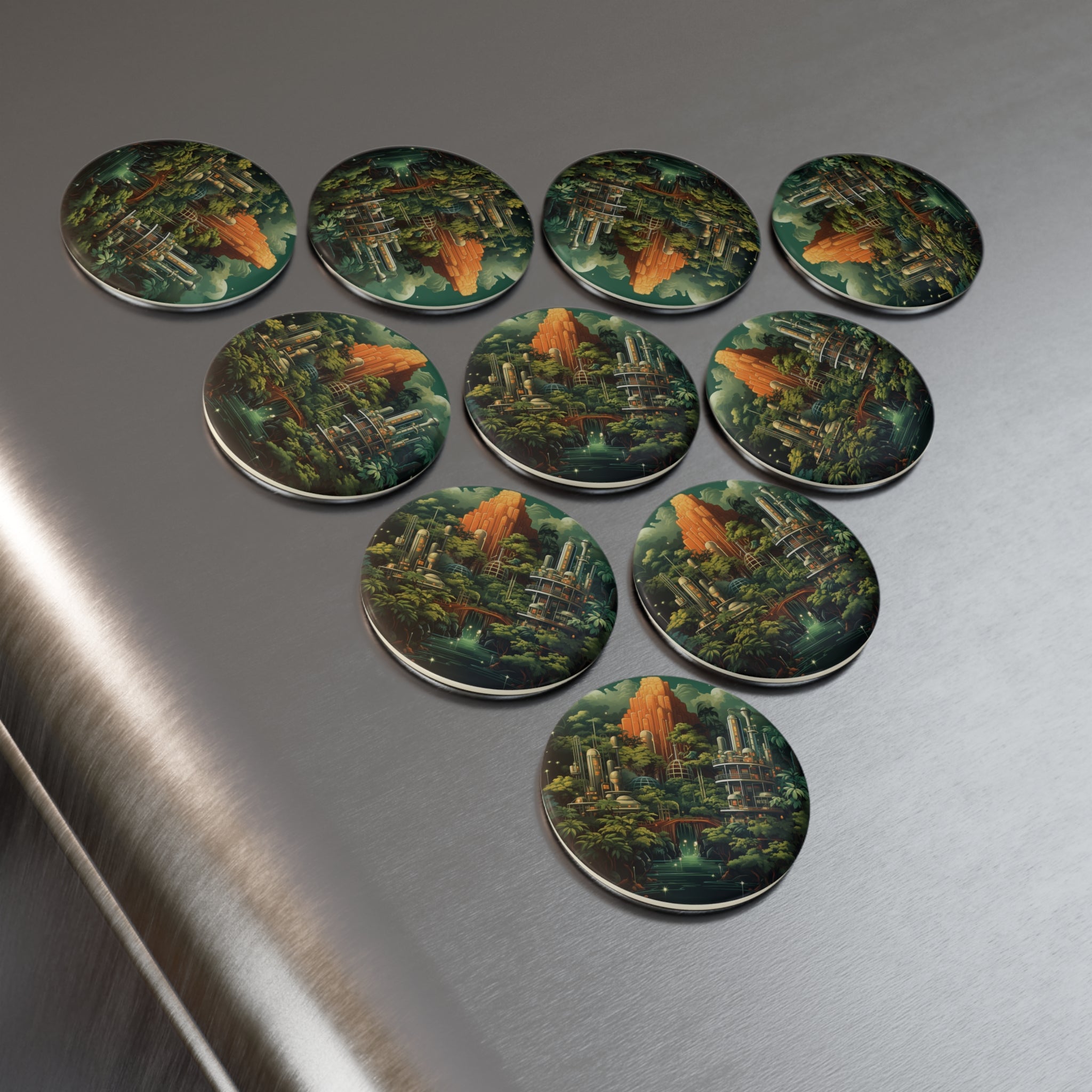 Button Magnet, Round (1 & 10 pcs) - Isometric City Designs 15
