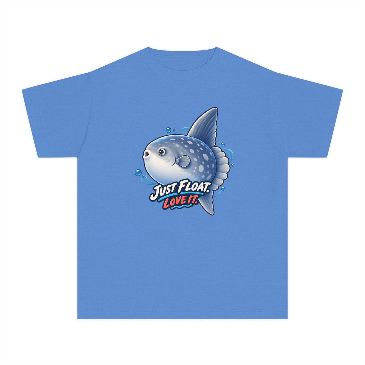 Sunfish drifting, a Science design, on a youth midweight cotton tee