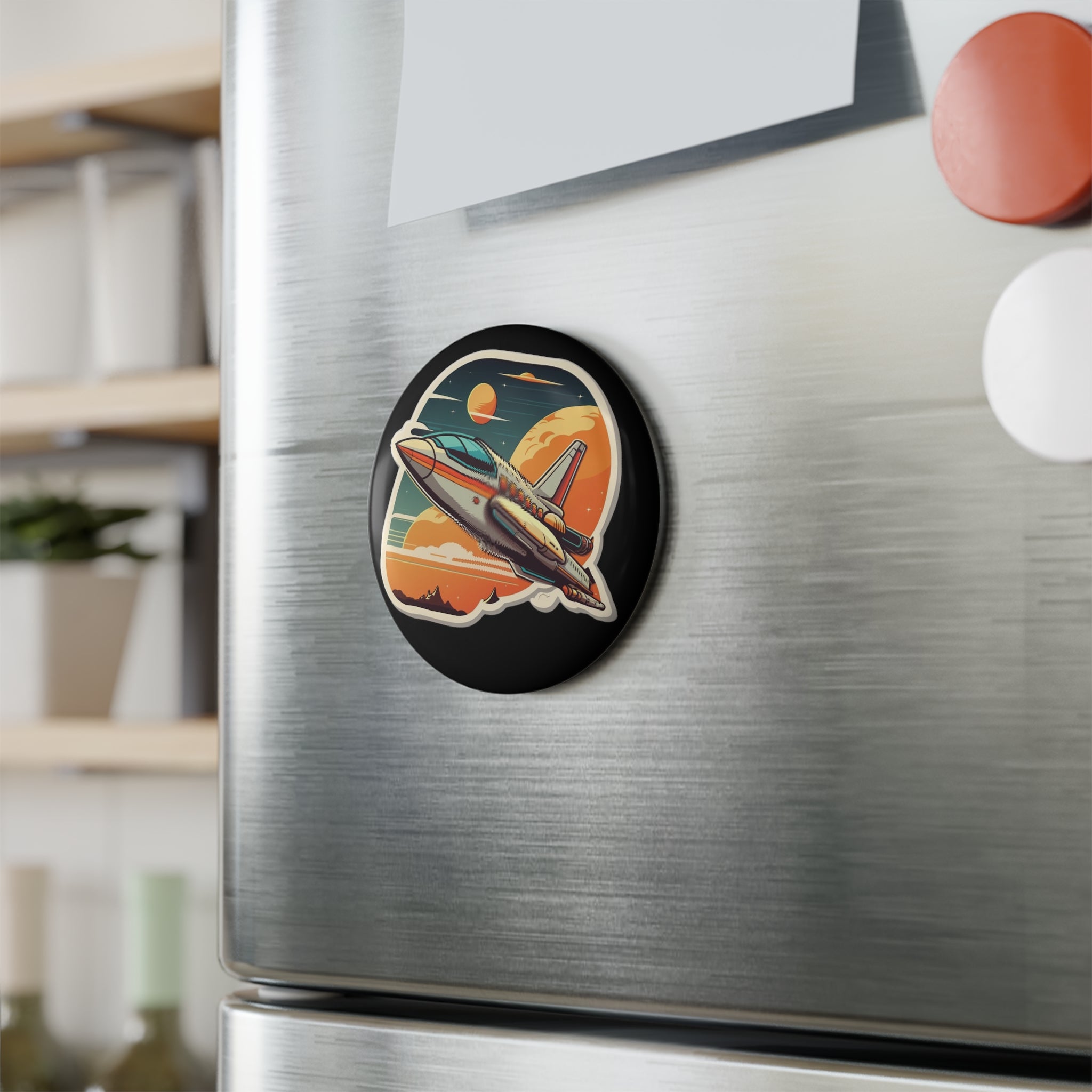 Button Magnet, Round (1 & 10 pcs) - Spaceship