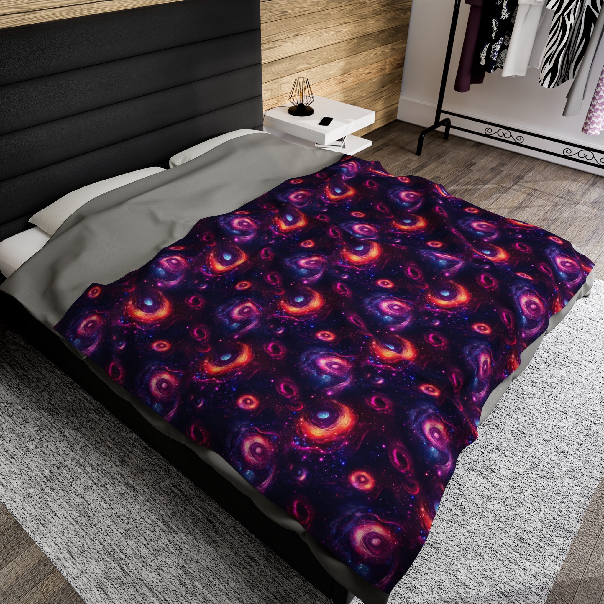 Velveteen Plush Blanket (AOP) - Fantasy Galaxies 05