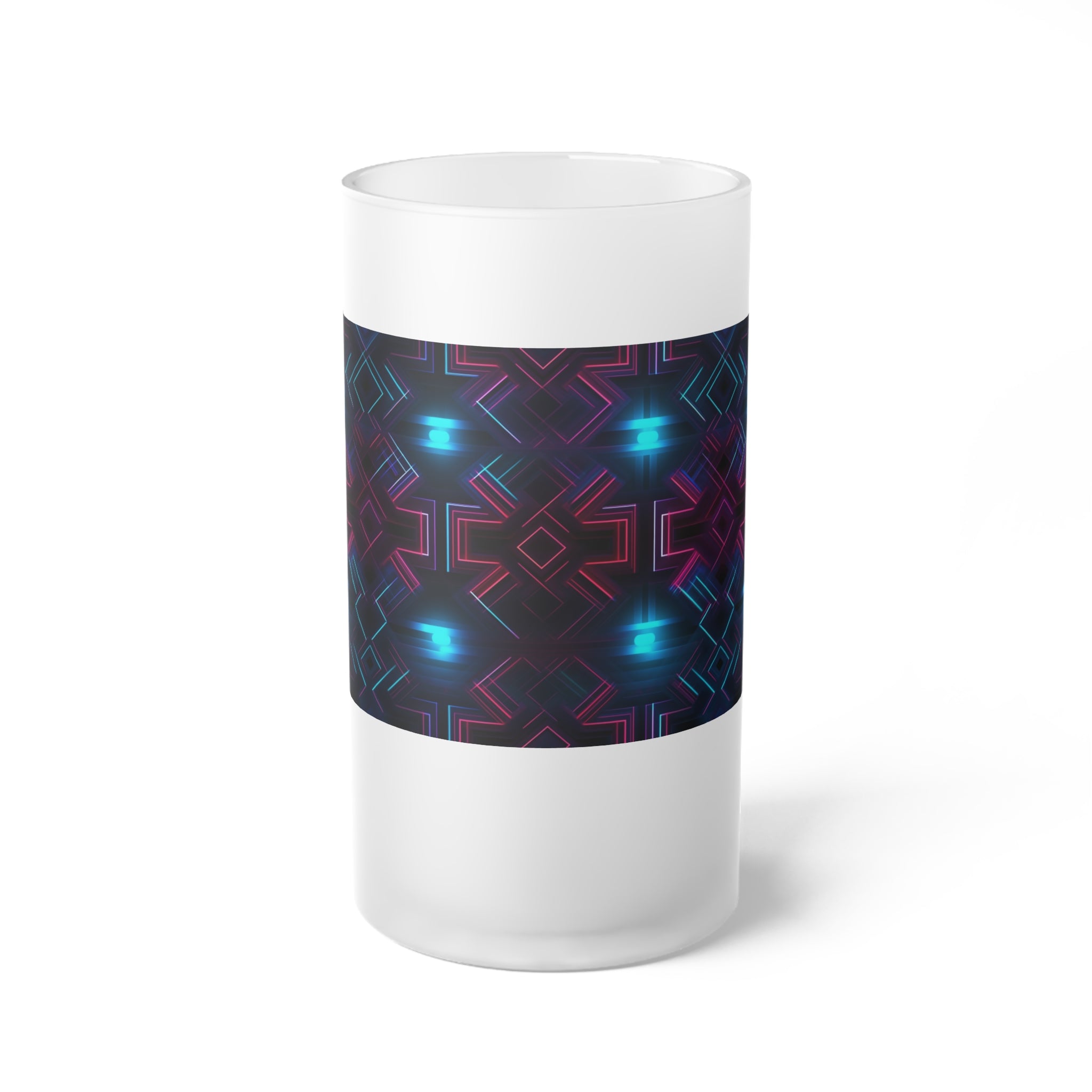 Frosted Glass Beer Mug (AOP) - Seamless Futuristic Designs 01