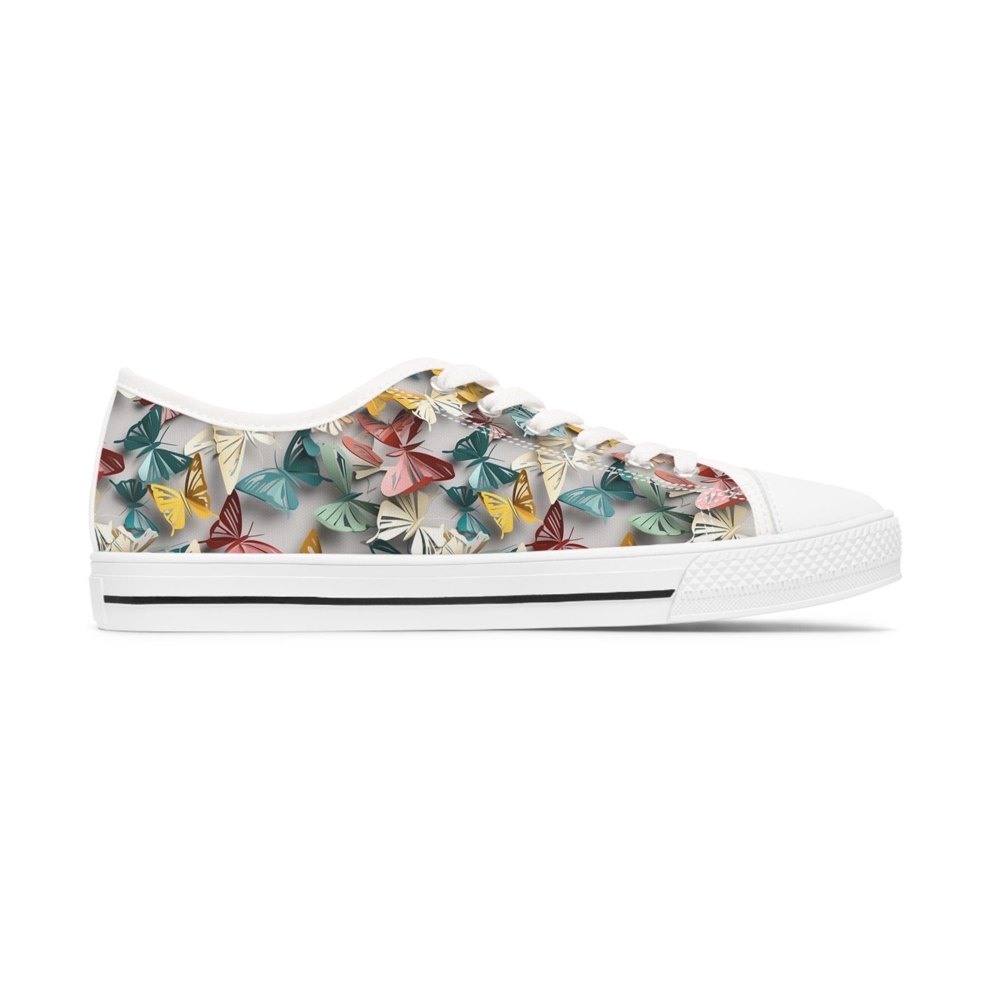 Women's Low Top Sneakers (AOP) - Seamless Butterfly Designs 02