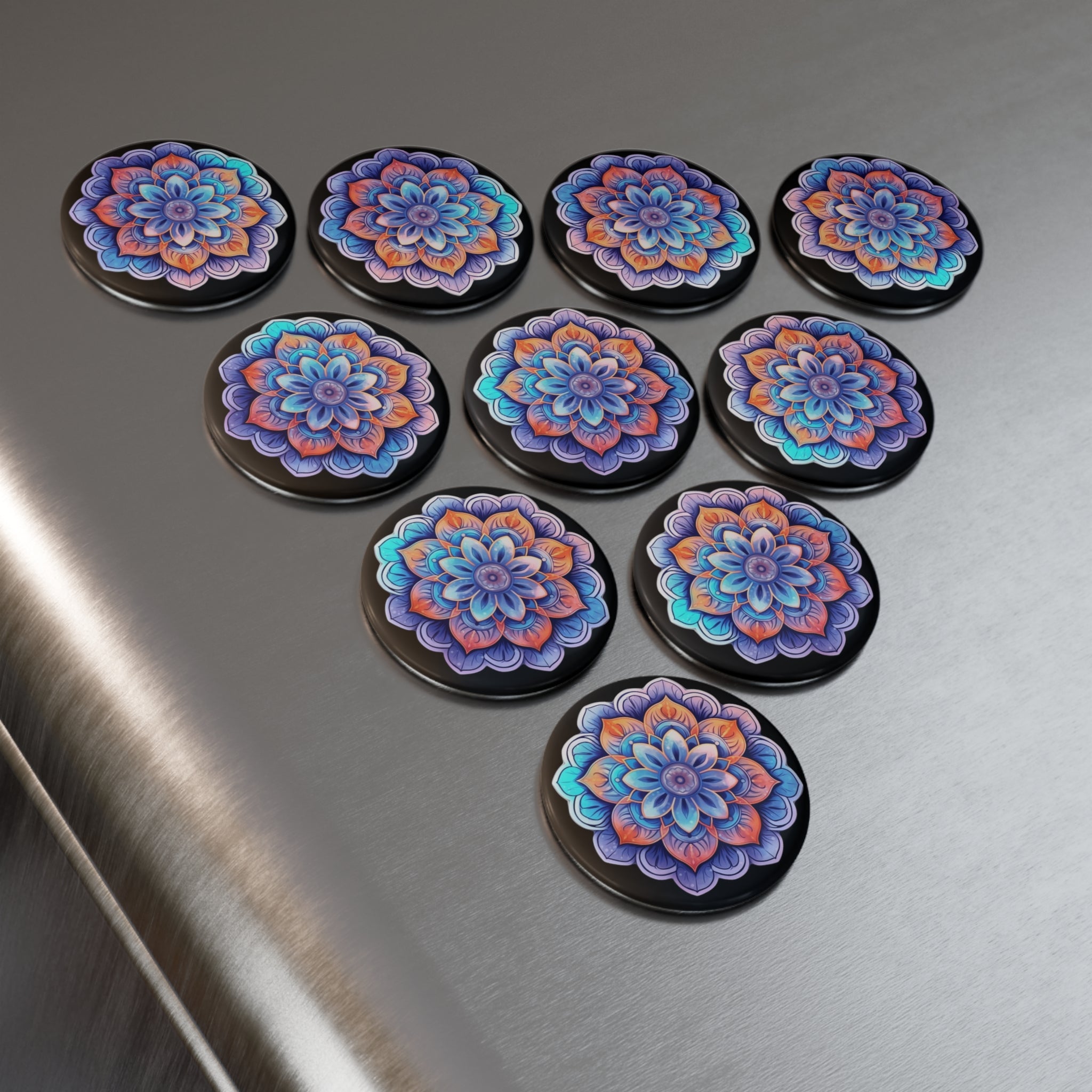 Button Magnet, Round (1 & 10 pcs) - Mandalas 16