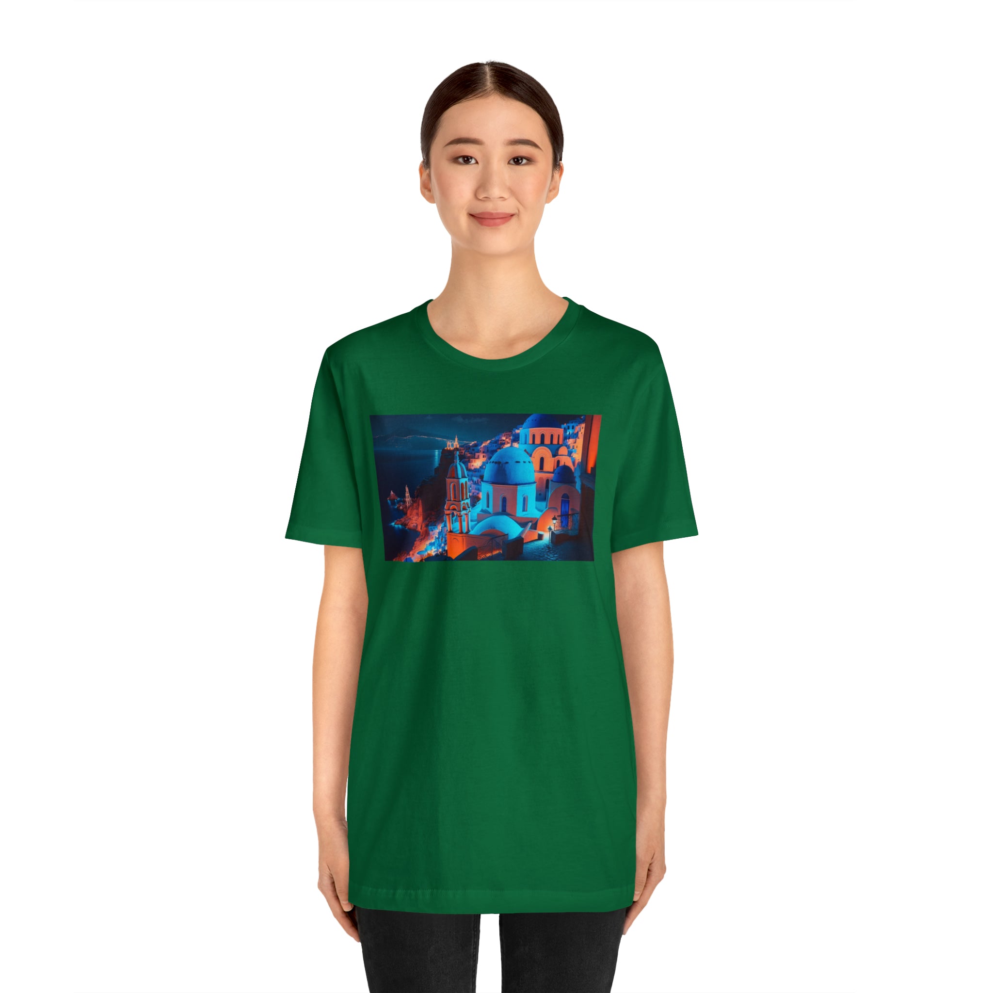 Unisex Jersey Short Sleeve Tee - Oia Blue Domes, Greece