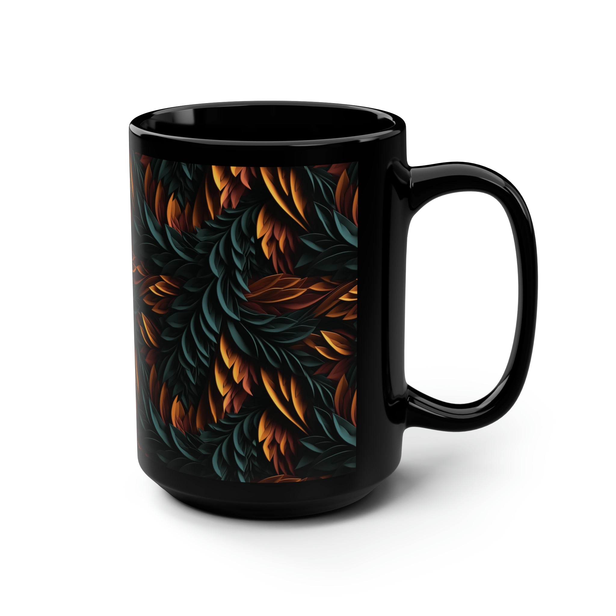 Black Mug, 15oz (AOP) - 3D Art Designs 02