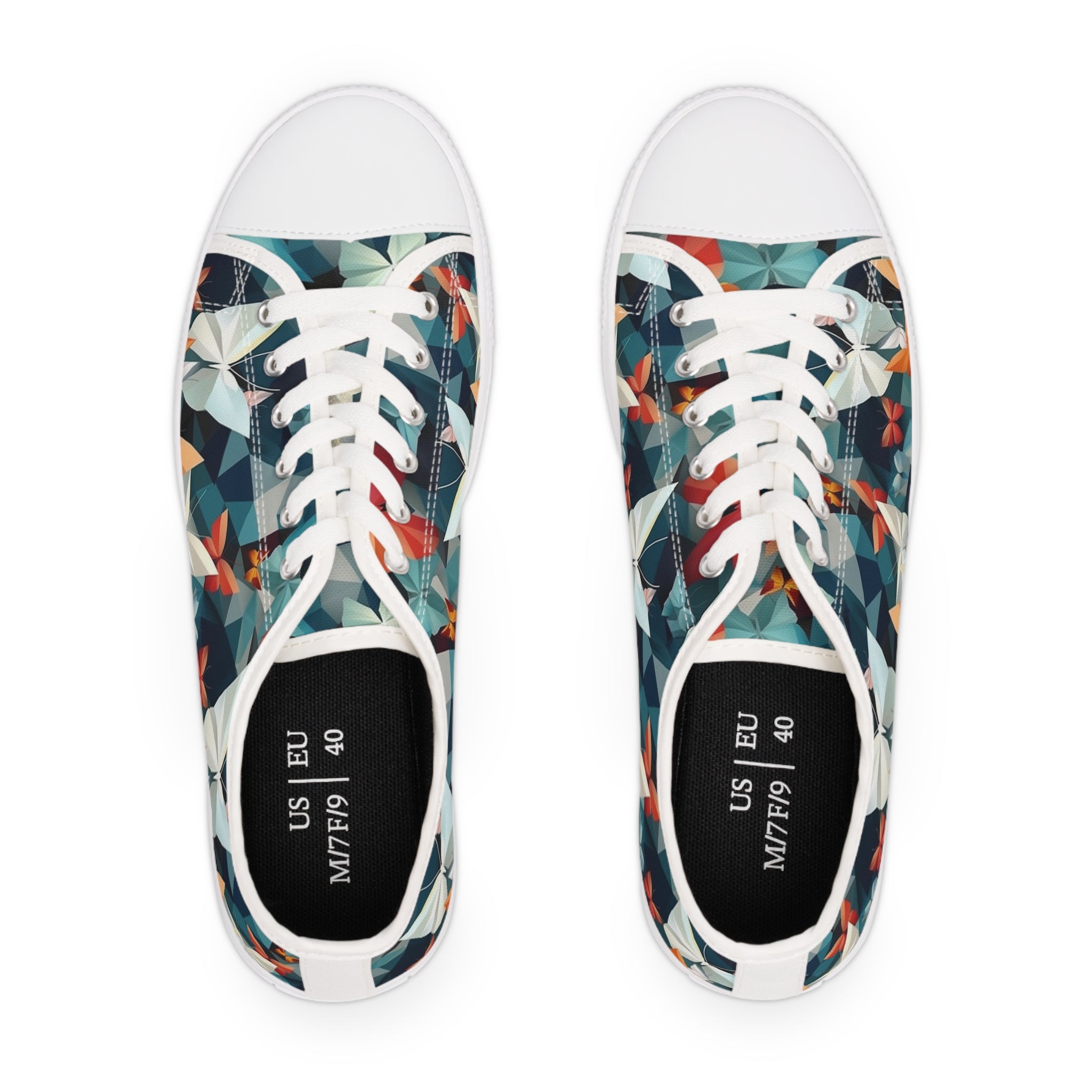Women's Low Top Sneakers (AOP) - Seamless Butterfly Designs 09
