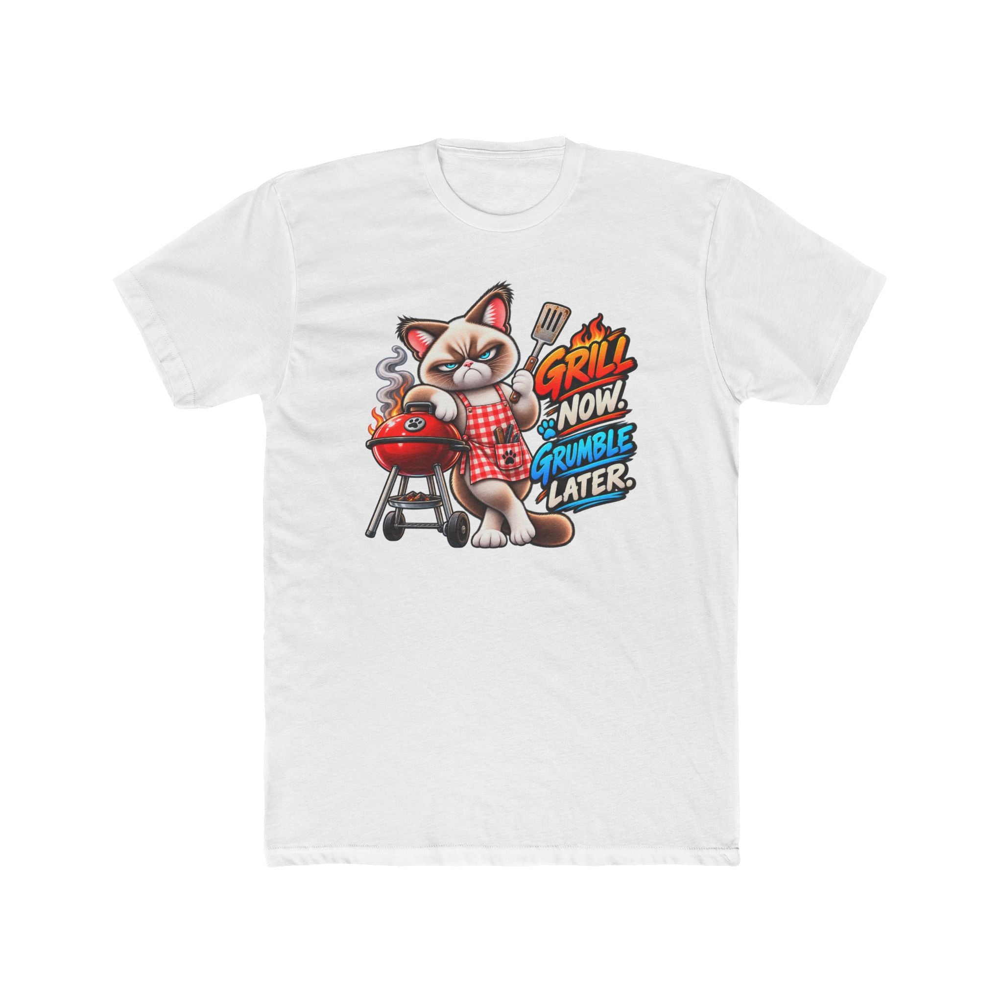 Men's Cotton Crew Tee - Grumpy Cats Collection - Grill now Grumble later