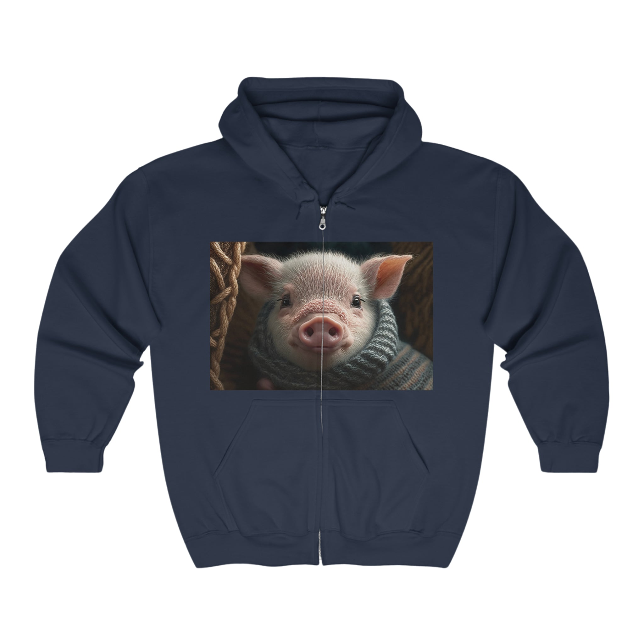 Unisex Heavy Blend™ Full Zip Hooded Sweatshirt - Baby Animals - Pig