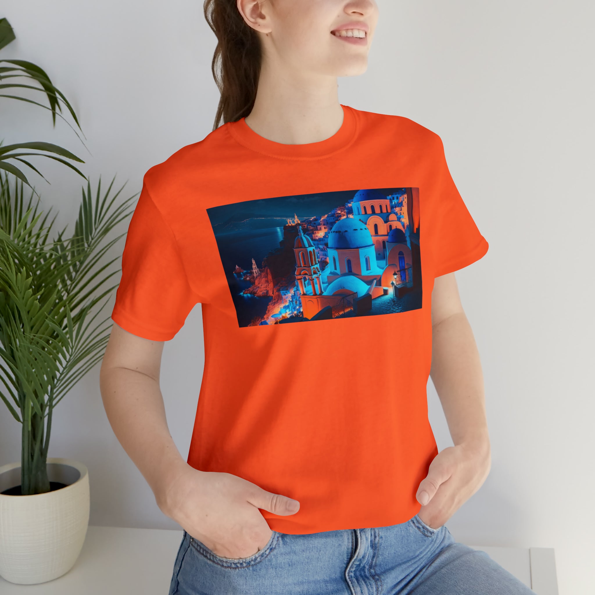 Unisex Jersey Short Sleeve Tee - Oia Blue Domes, Greece