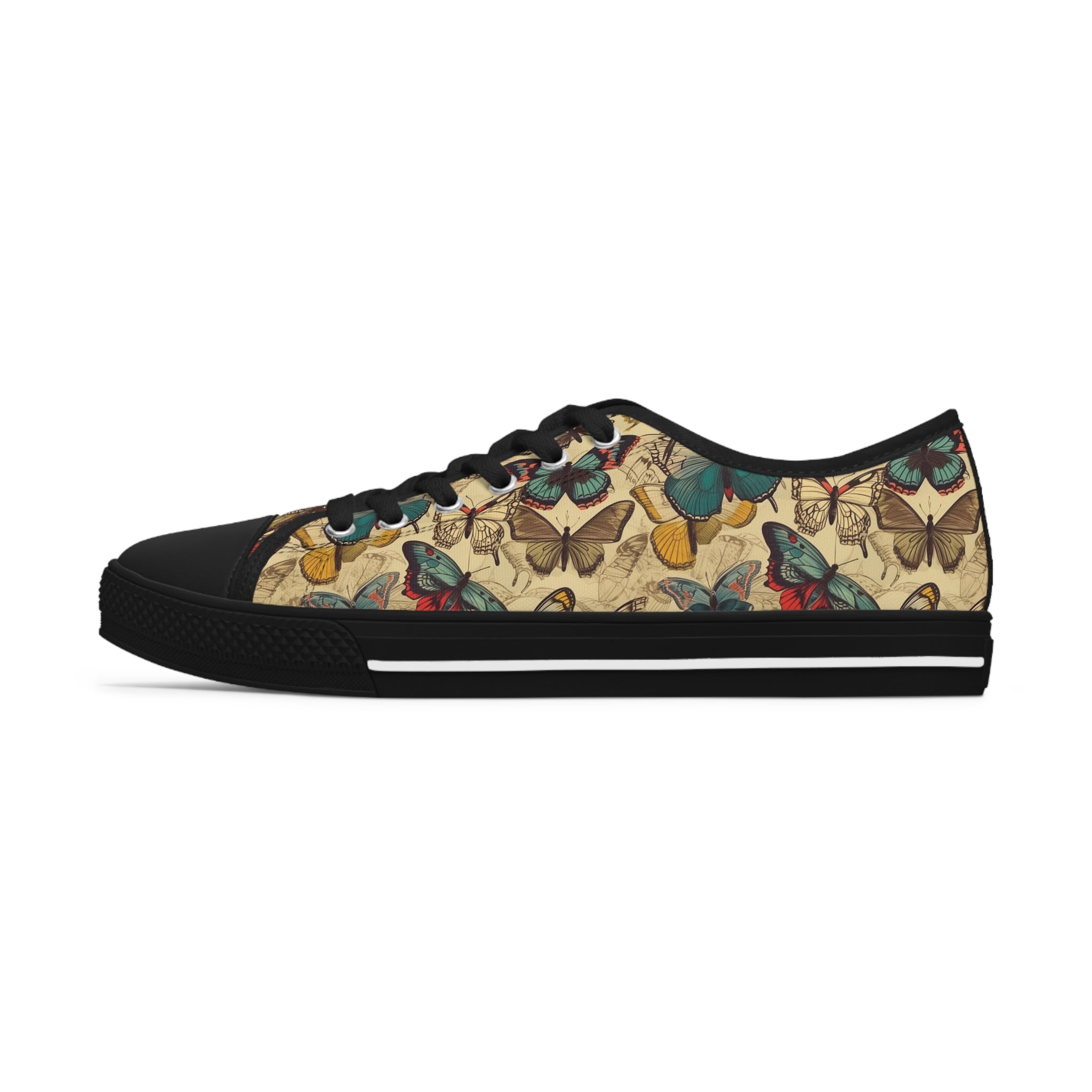 Women's Low Top Sneakers (AOP) - Seamless Butterfly Designs 10