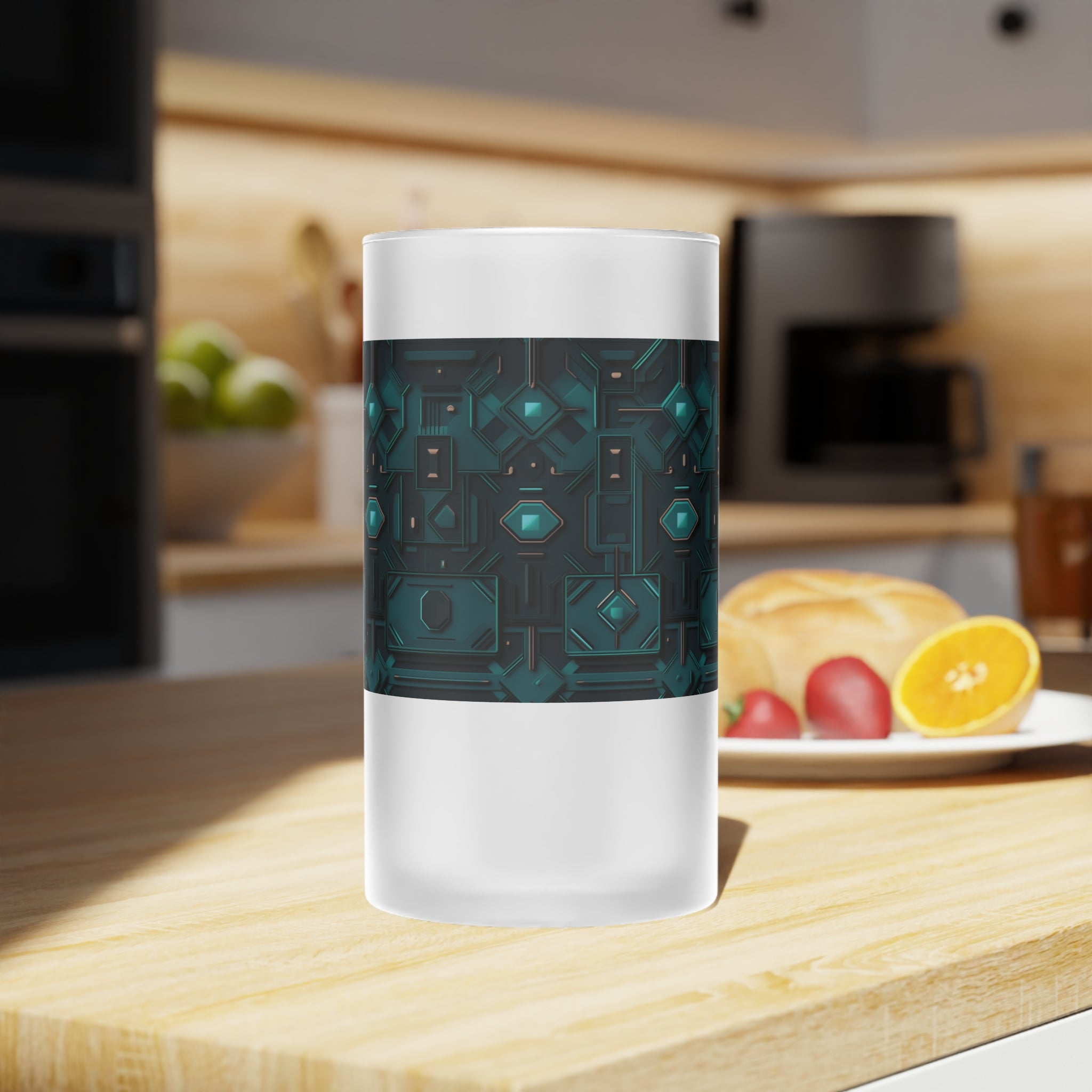 Frosted Glass Beer Mug (AOP) - Seamless Futuristic Designs 10