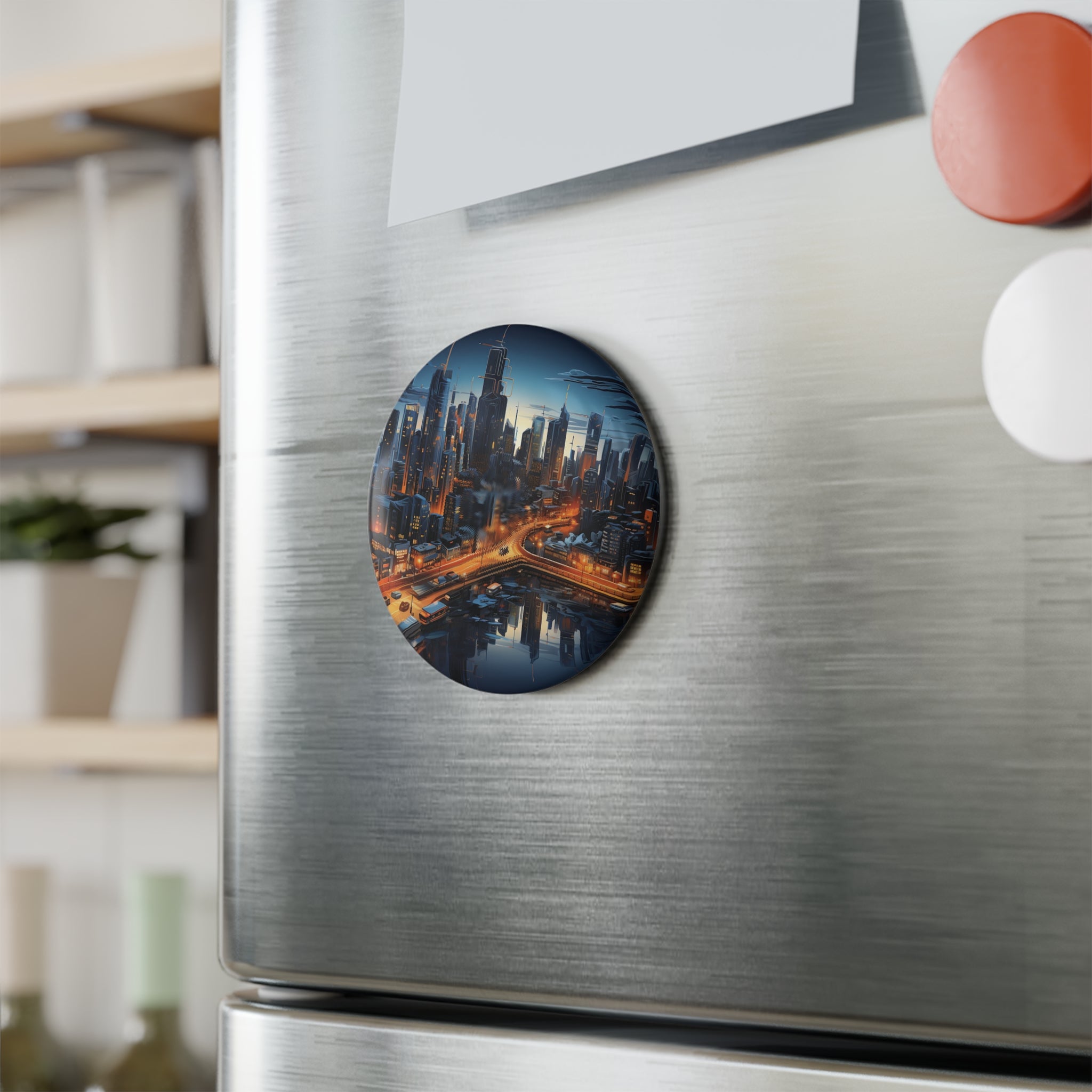 Button Magnet, Round (1 & 10 pcs) - Isometric City Designs 08