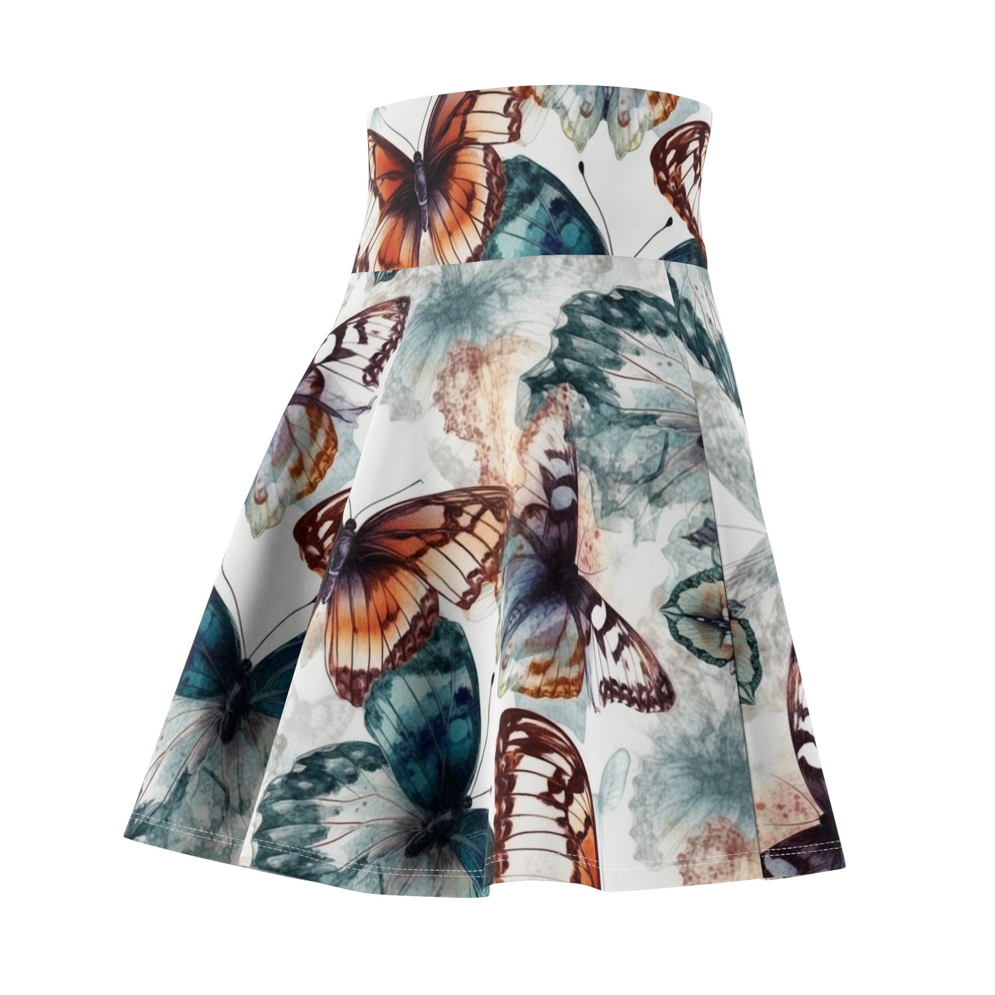 Women's Skater Skirt (AOP) - Seamless Watercolor Designs - Butterflies 01