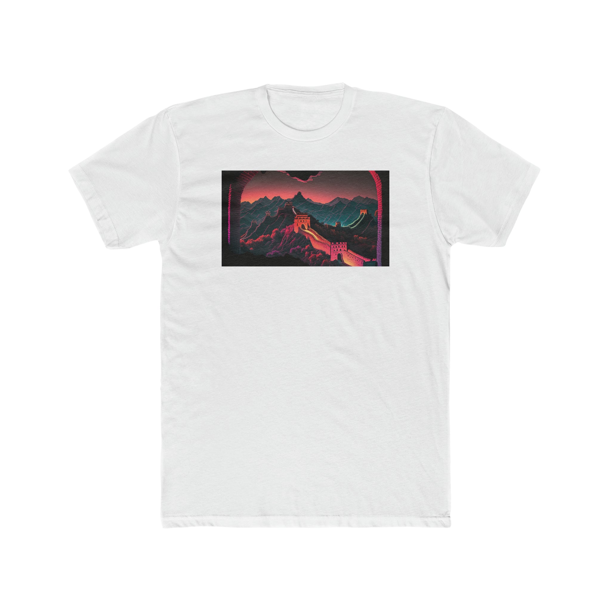 Men's Cotton Crew Tee - Fantasy Art - Great Wall of China