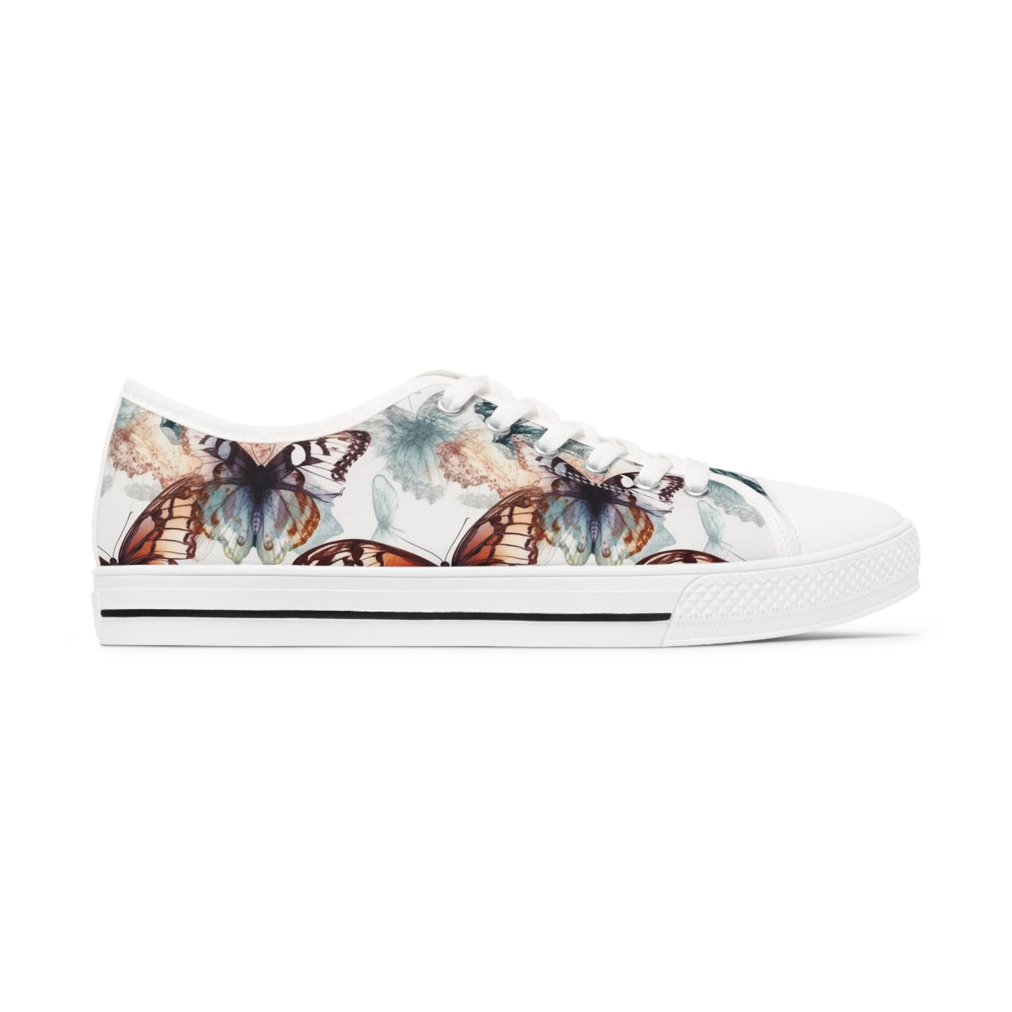 Women's Low Top Sneakers (AOP) - Seamless Butterfly Designs 07