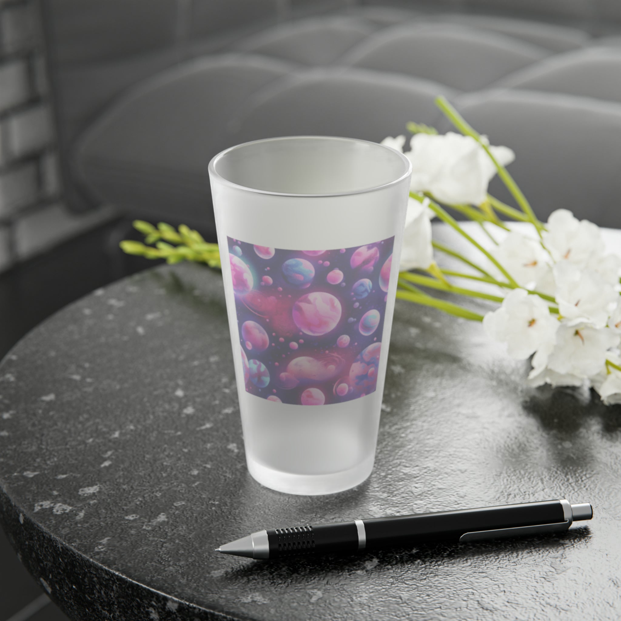 Frosted Pint Glass, 16oz - Vibrant Designs 06