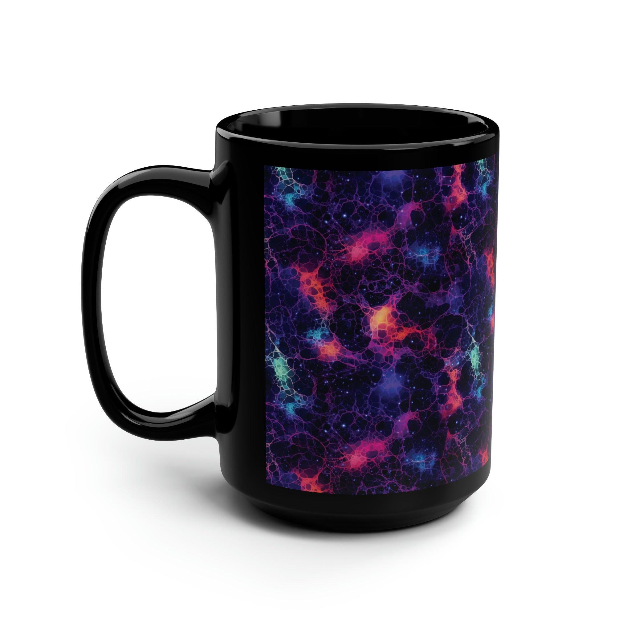 Black Mug, 15oz (AOP) - Fantasy Galaxies 08