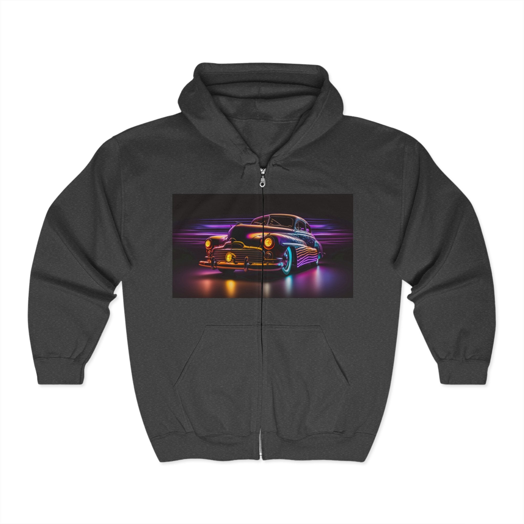 Unisex Heavy Blend™ Full Zip Hooded Sweatshirt - Neon Car 12