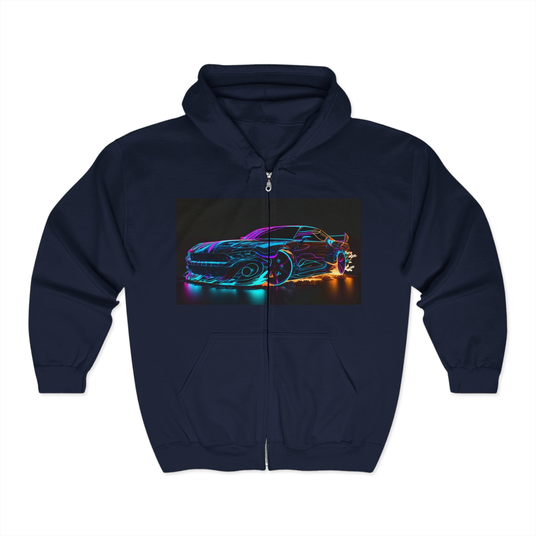 Unisex Heavy Blend™ Full Zip Hooded Sweatshirt - Neon Car 04