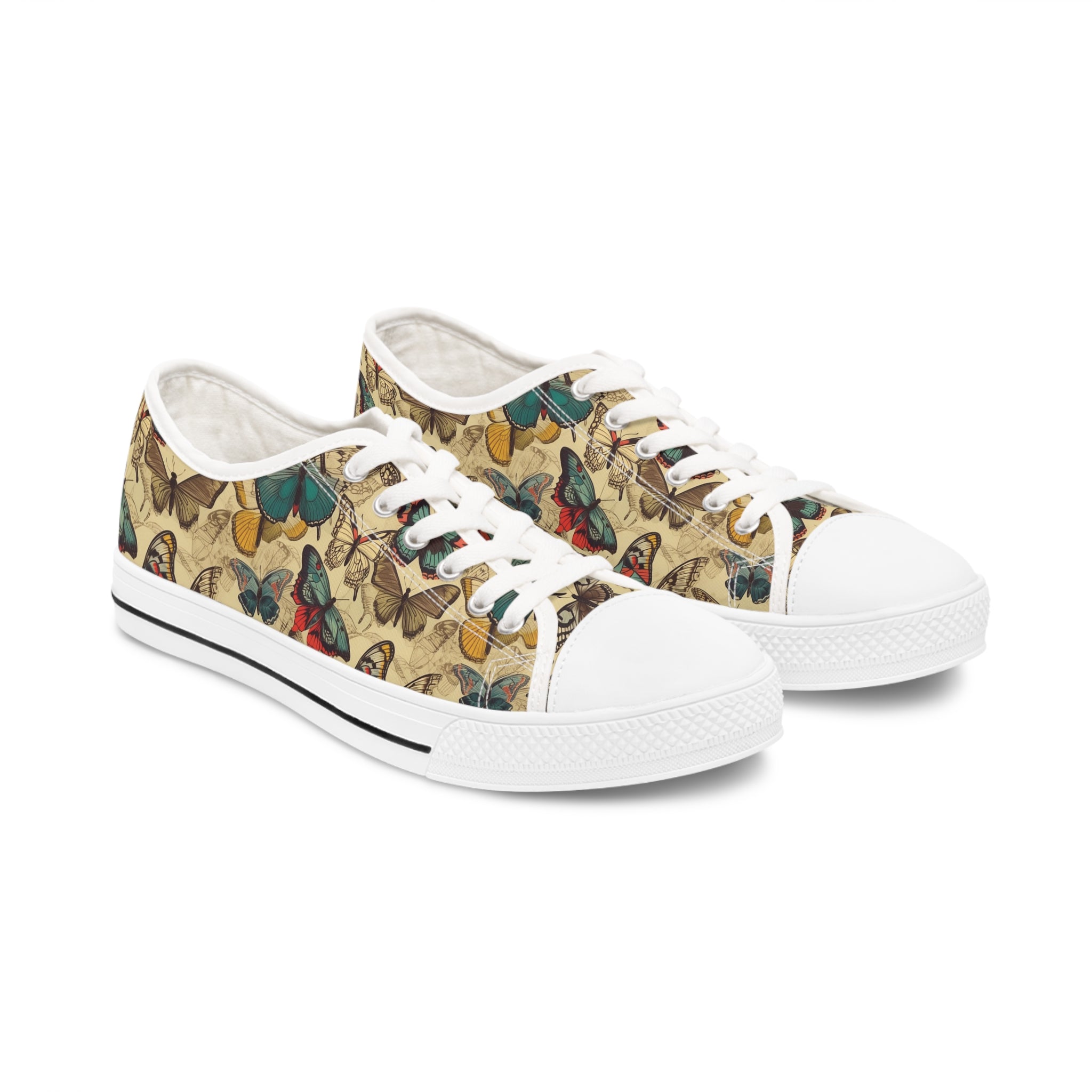 Women's Low Top Sneakers (AOP) - Seamless Butterfly Designs 10