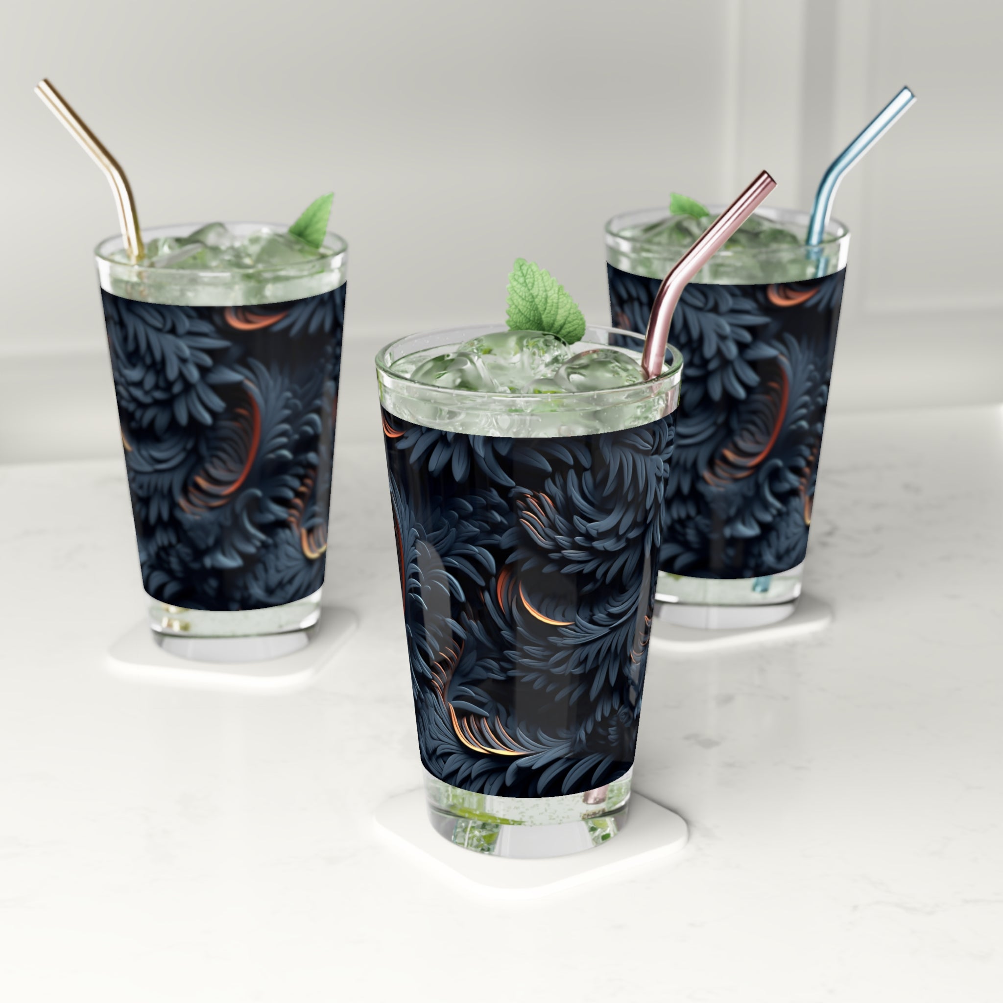 Pint Glass, 16oz - Abstract Designs 02