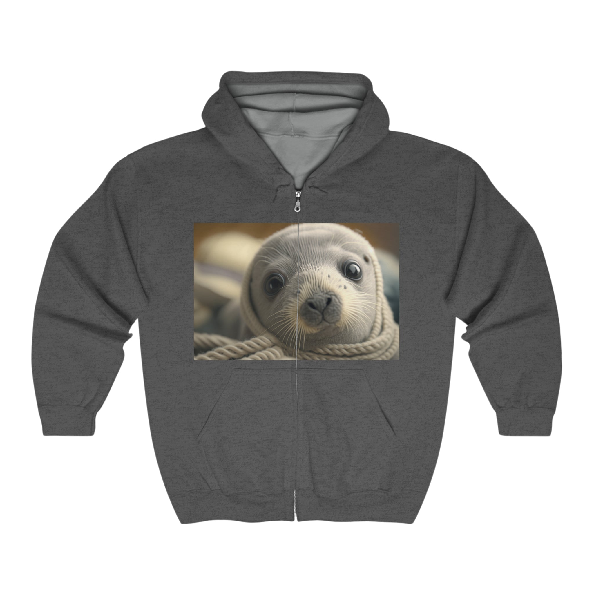 Unisex Heavy Blend™ Full Zip Hooded Sweatshirt - Baby Animals - Seal