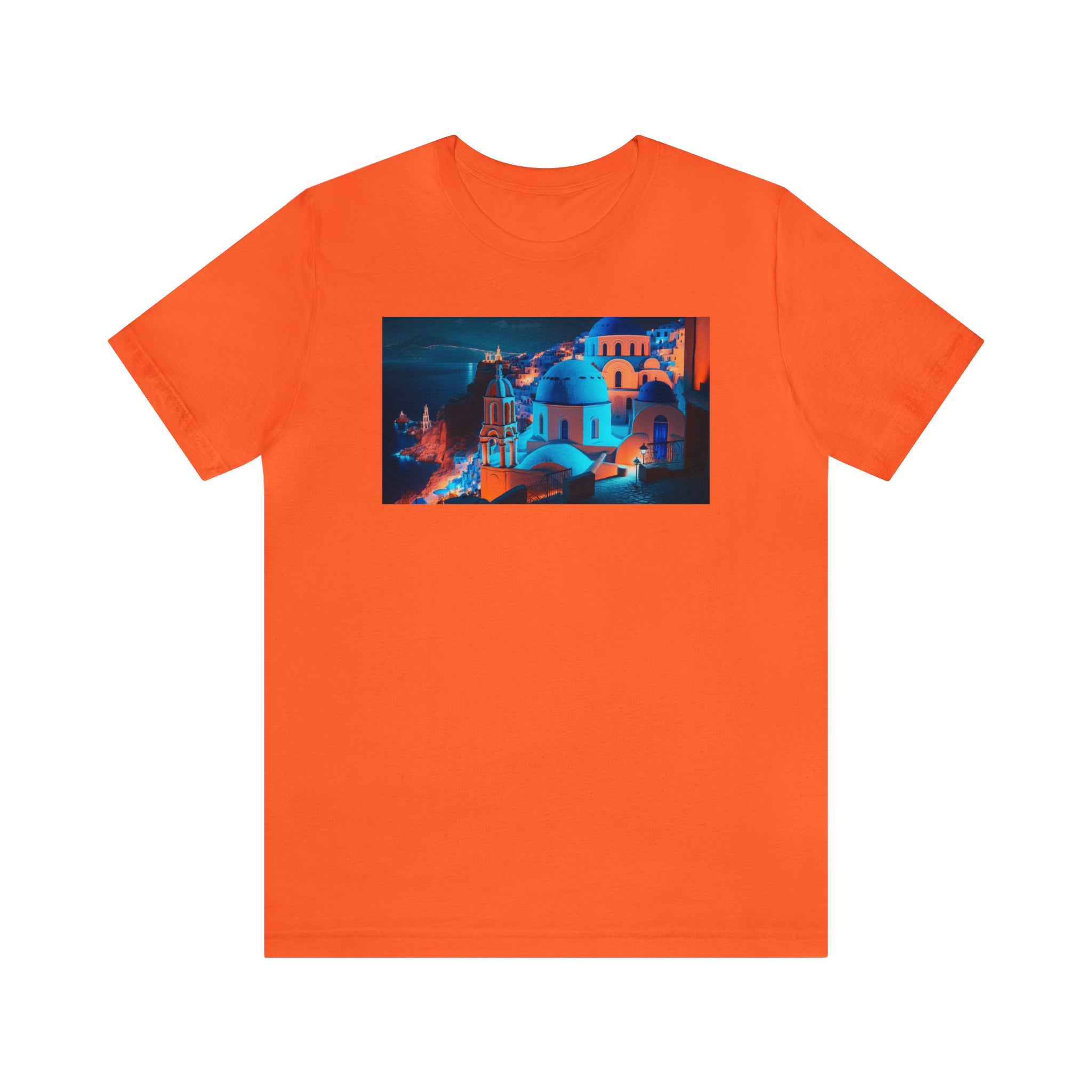 Unisex Jersey Short Sleeve Tee - Oia Blue Domes, Greece