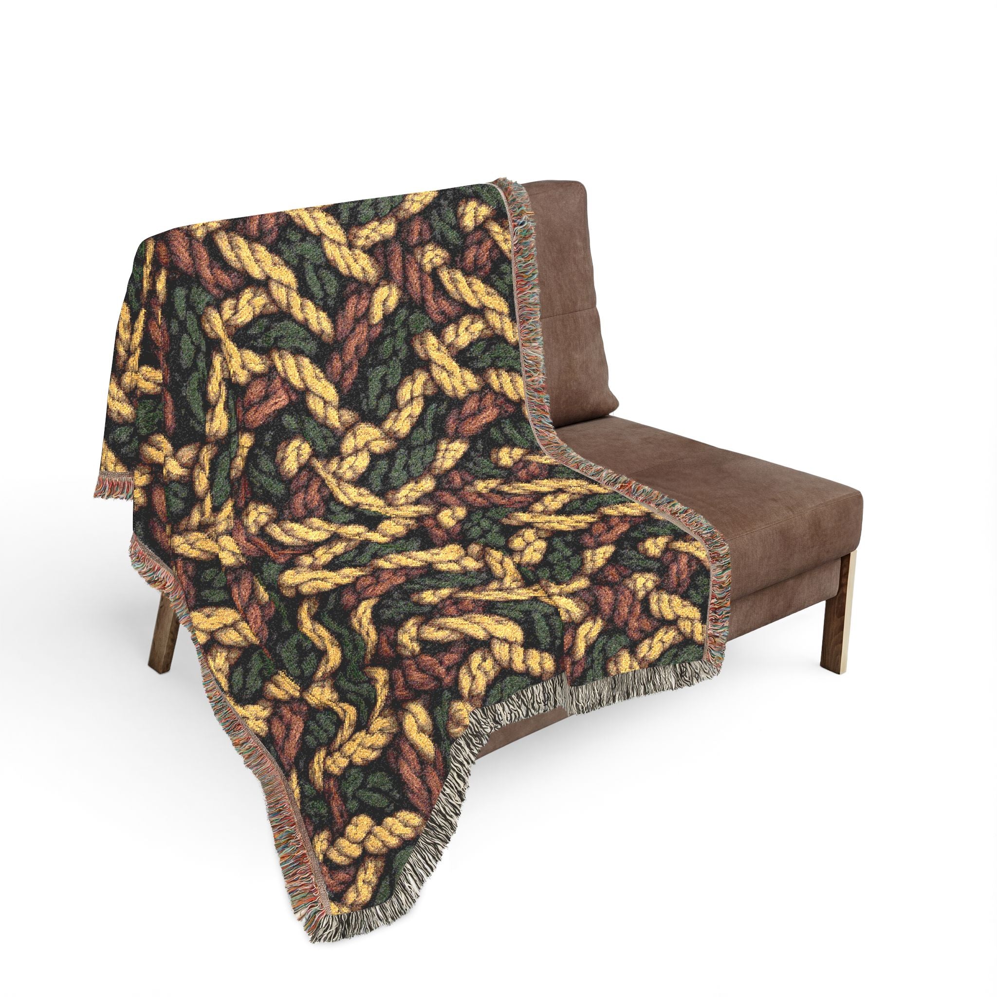 Woven Throw Blanket — Reversible Cozy Check Pattern for Living Room & Cabin - Design 08