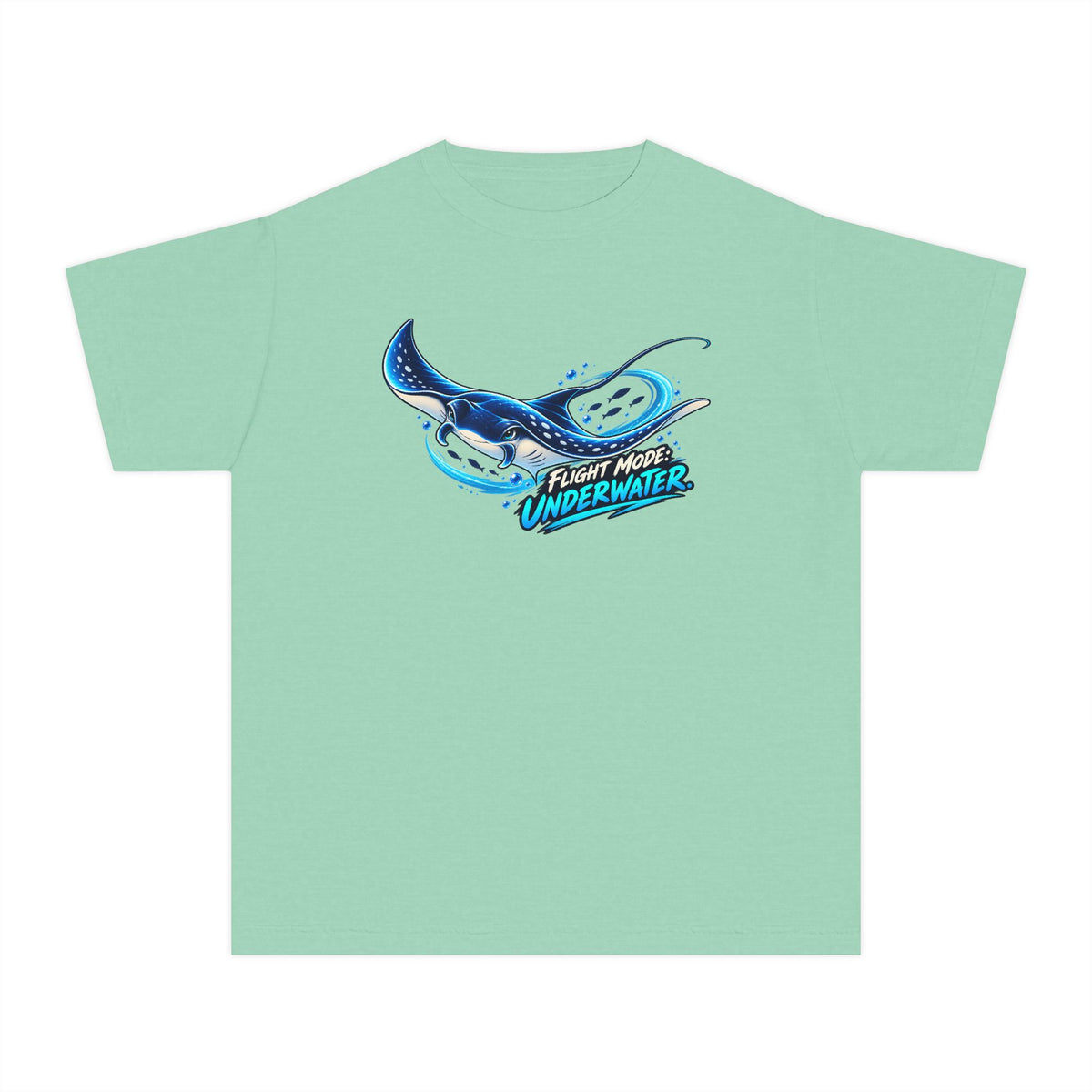 Manta Ray Flying Underwater, a Science design, on a youth midweight cotton tee