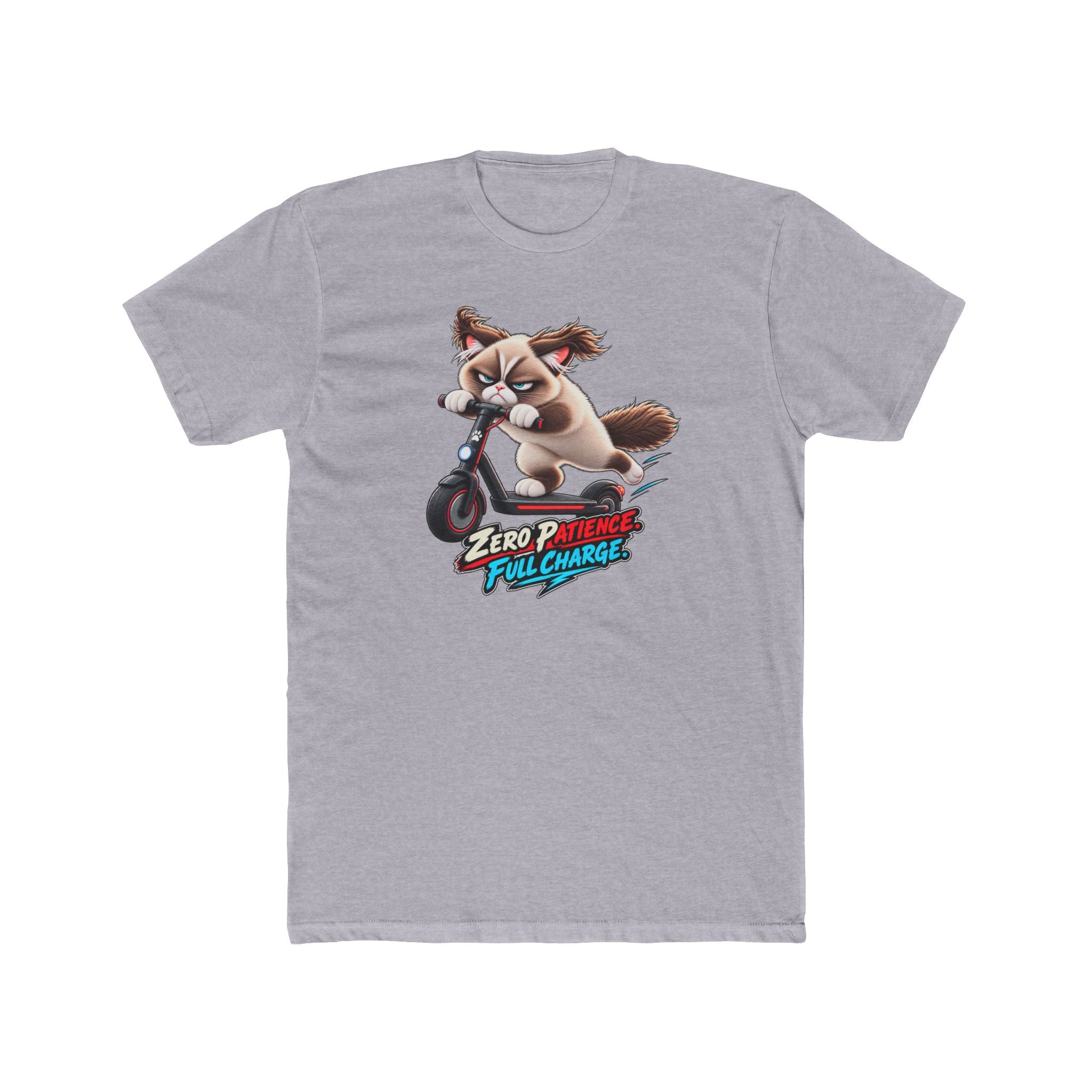 Men's Cotton Crew Tee - Grumpy Cats Collection - Zero Patience, Full Charge