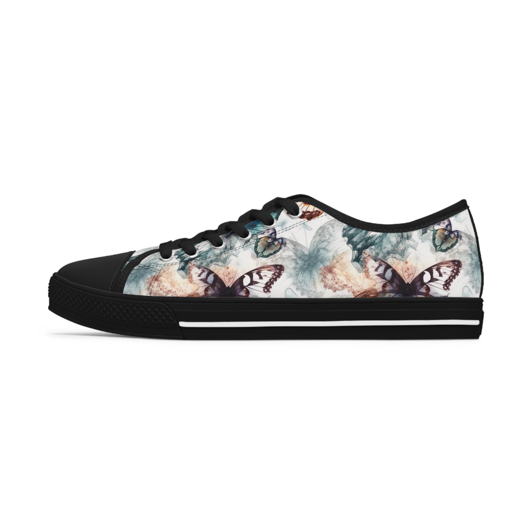 Women's Low Top Sneakers (AOP) - Seamless Butterfly Designs 07