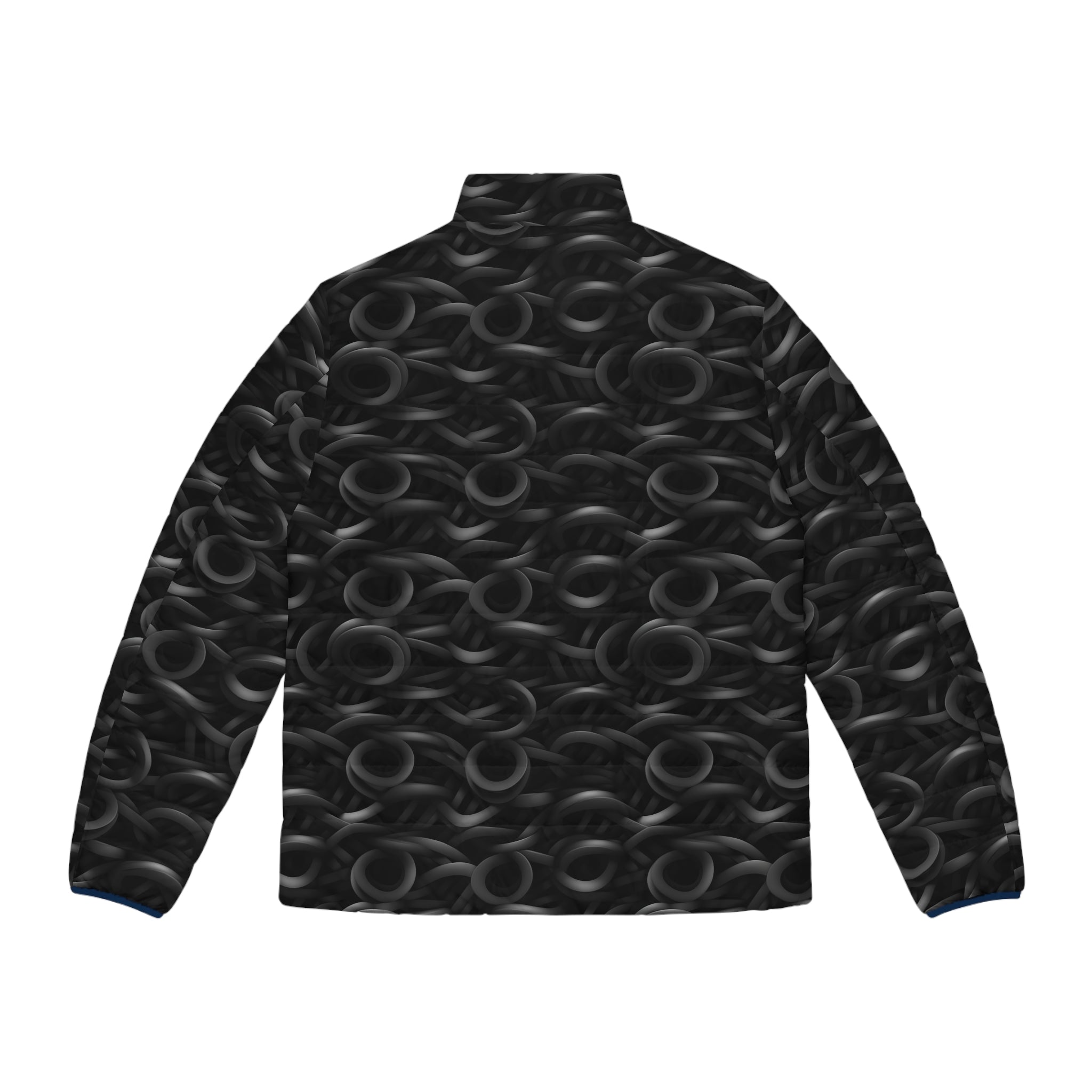 Men's Puffer Jacket (AOP) - Black Noir Designs 04