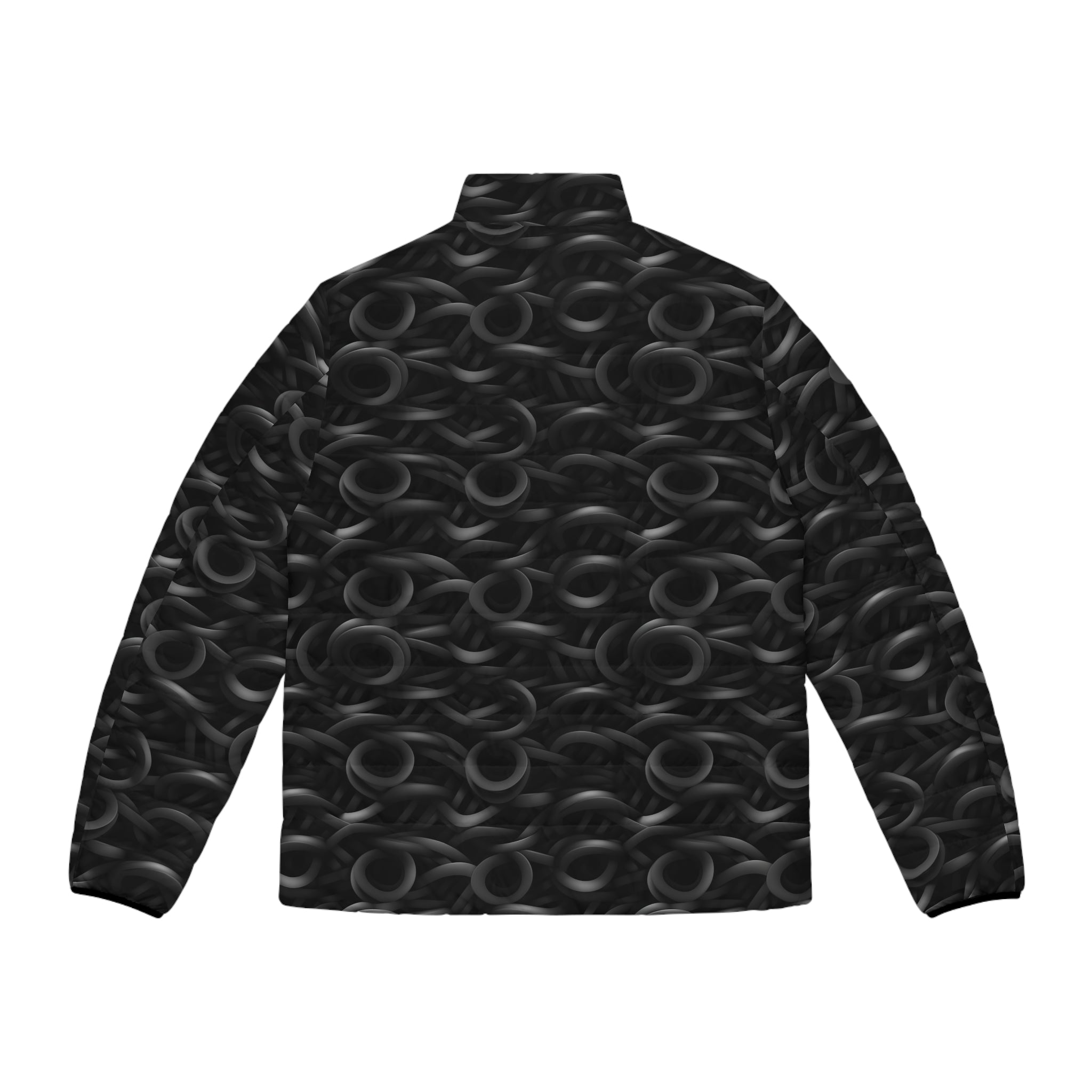 Men's Puffer Jacket (AOP) - Black Noir Designs 04