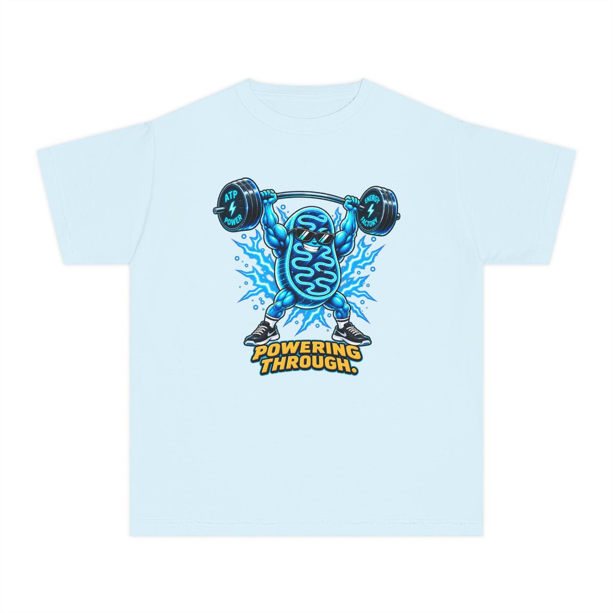 Mitochondria Powerhouse, a Science design, on a youth midweight cotton tee