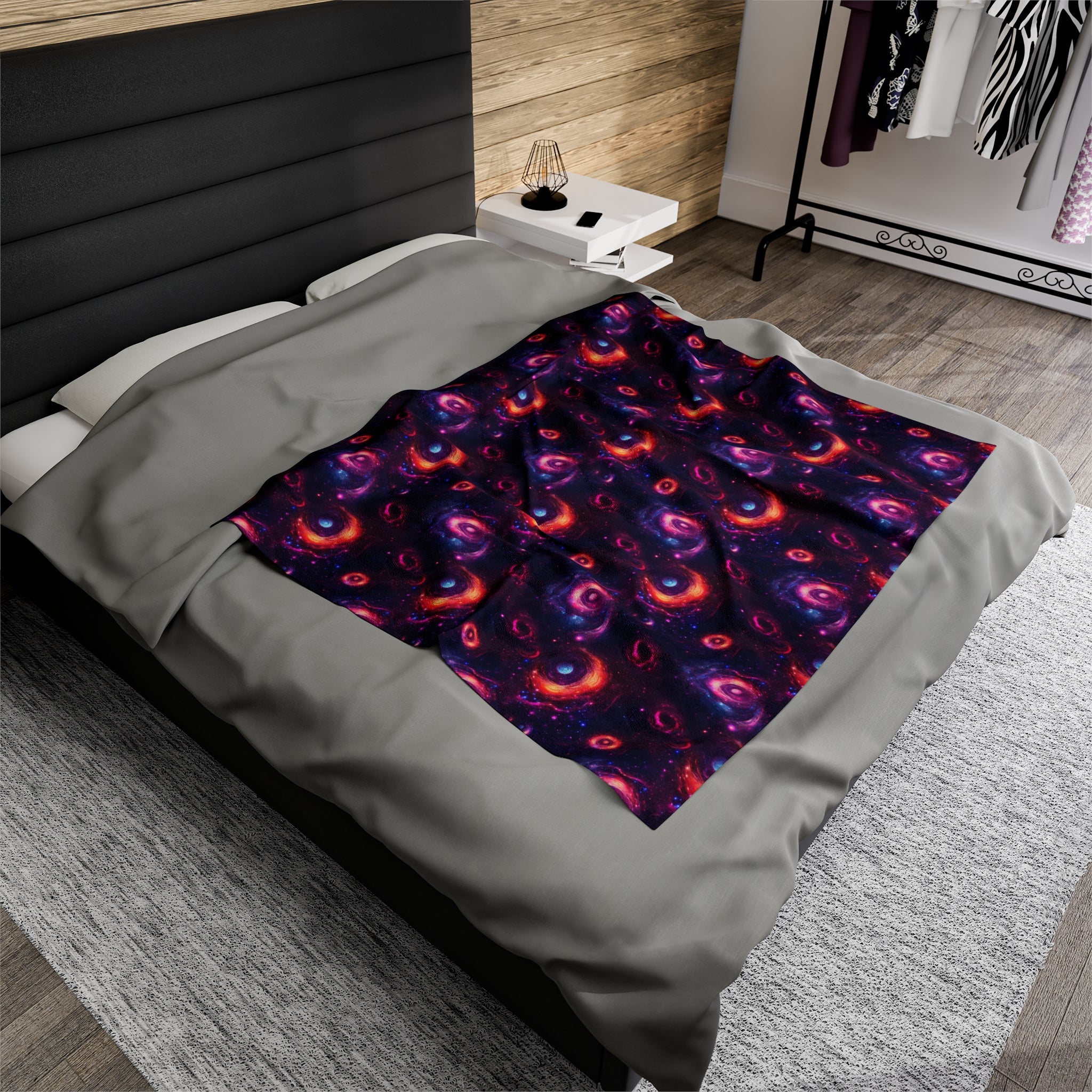 Velveteen Plush Blanket (AOP) - Fantasy Galaxies 05