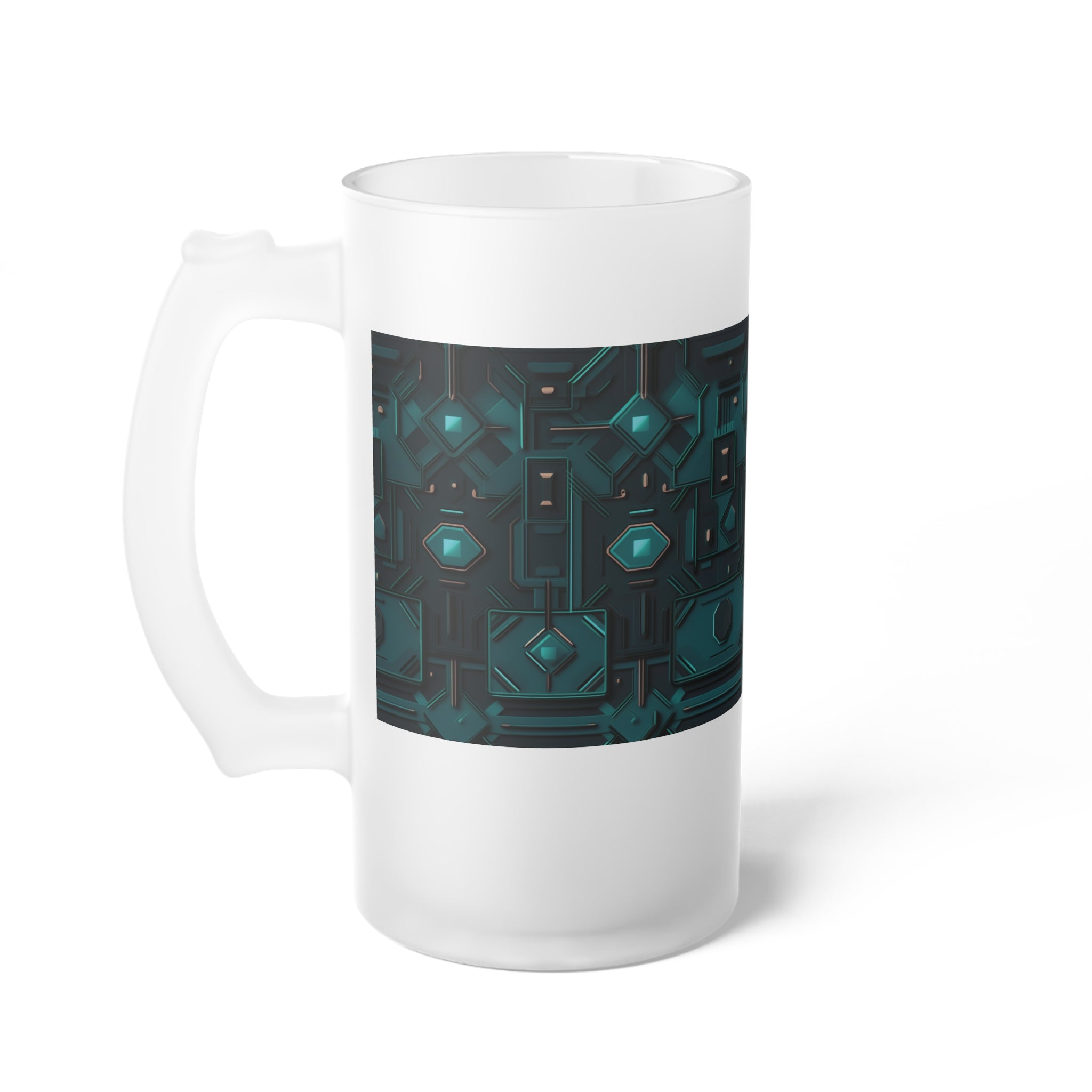Frosted Glass Beer Mug (AOP) - Seamless Futuristic Designs 10
