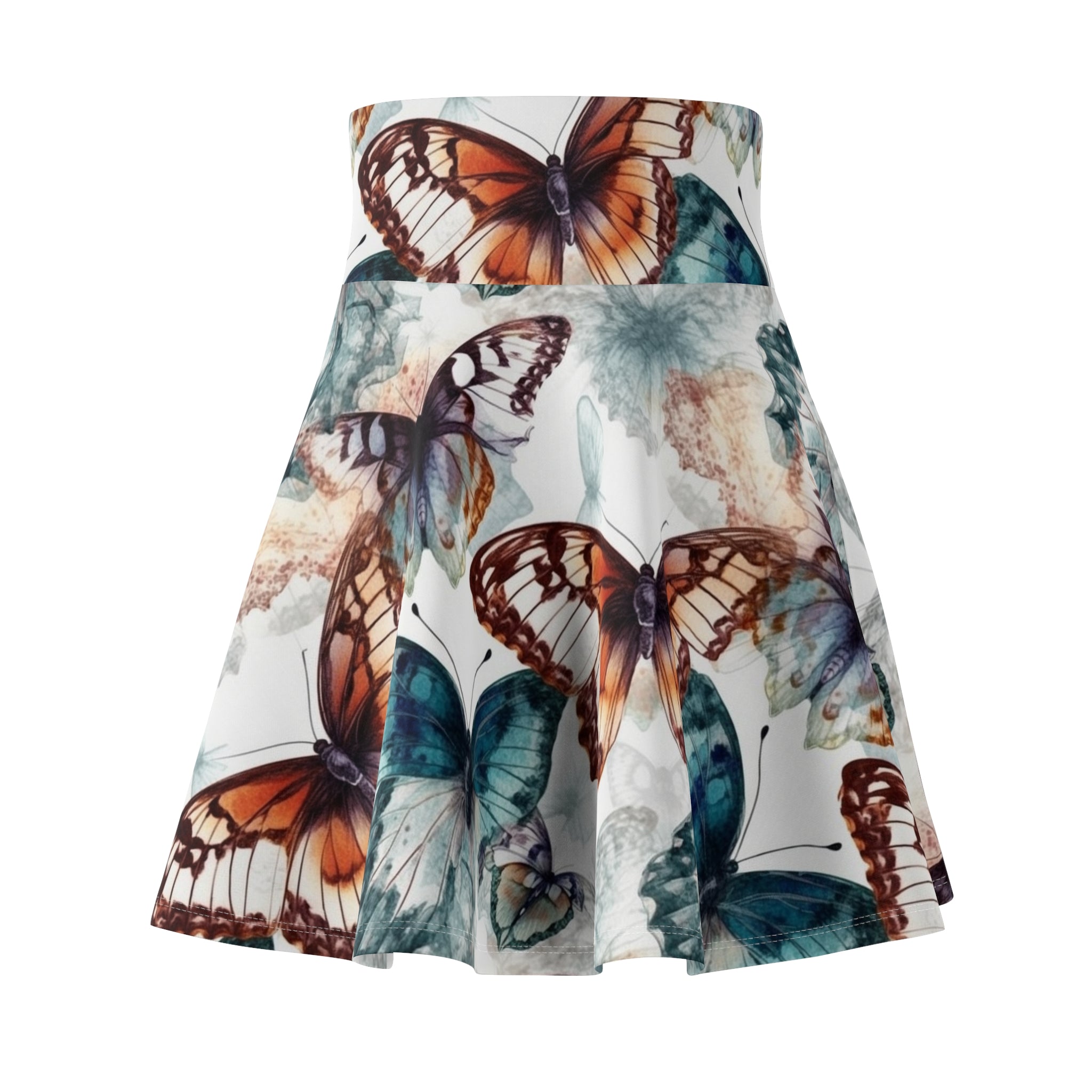 Women's Skater Skirt (AOP) - Seamless Watercolor Designs - Butterflies 01