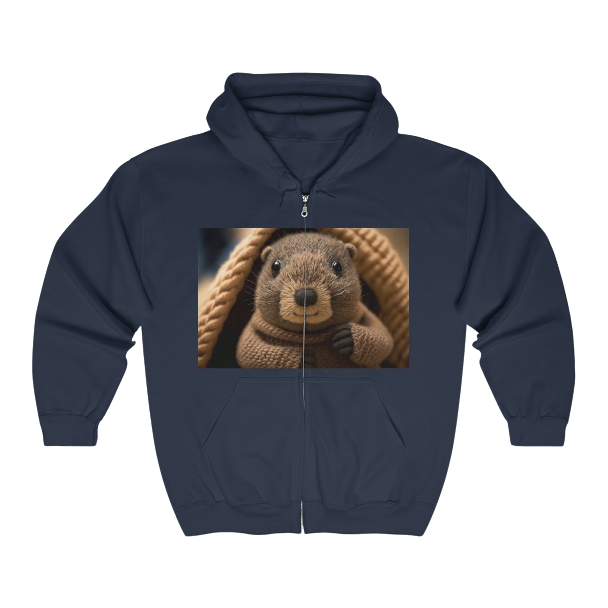 Unisex Heavy Blend™ Full Zip Hooded Sweatshirt - Baby Animals - Groundhog