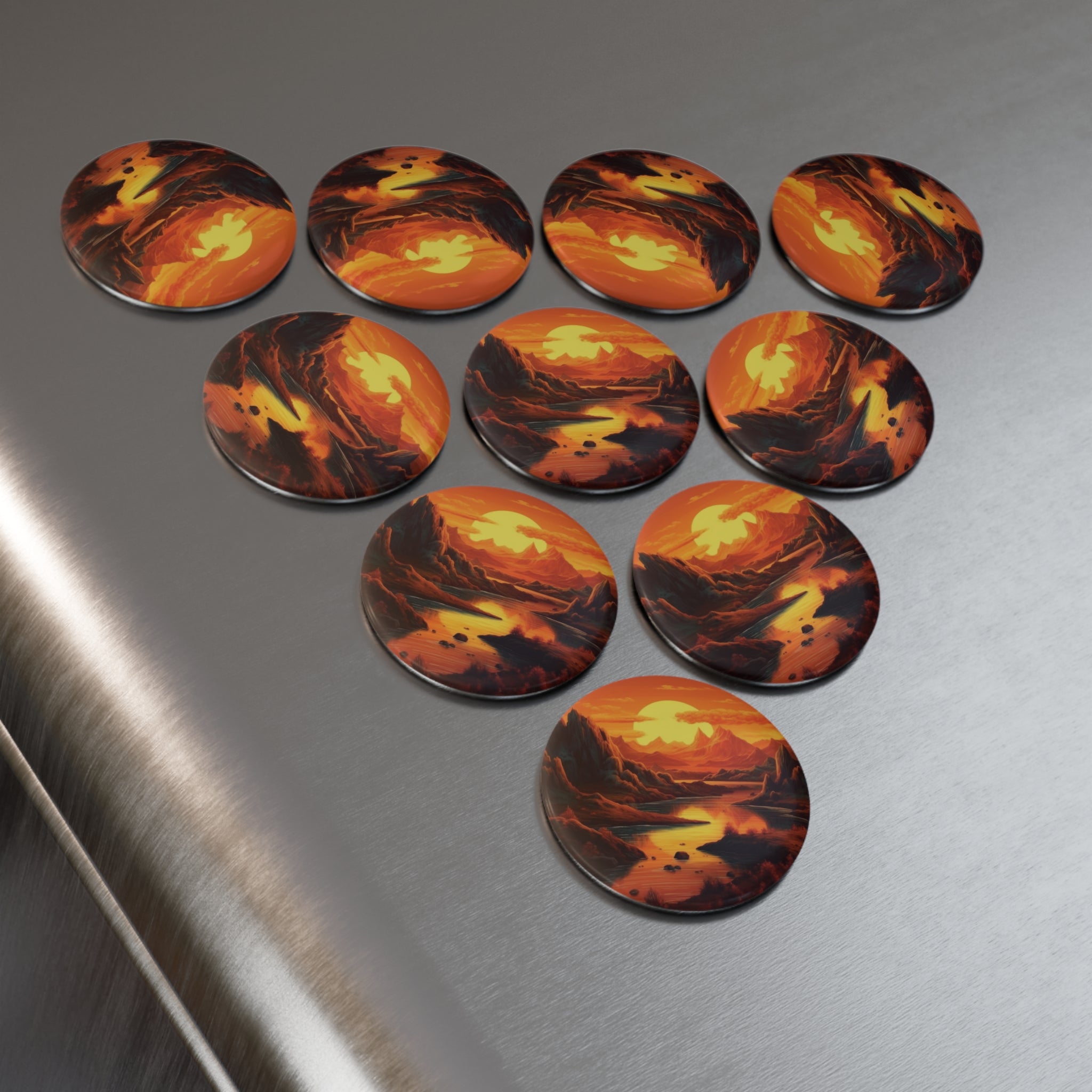 Button Magnet, Round (1 & 10 pcs) - Sunsets 01