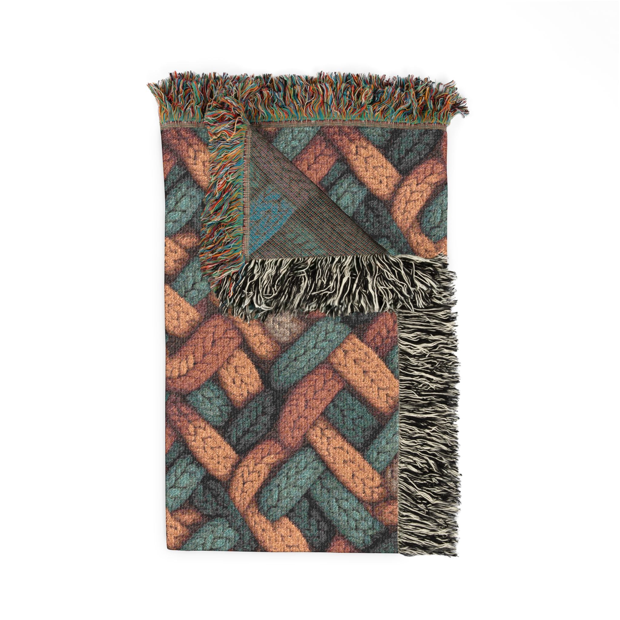 Woven Throw Blanket — Reversible Cozy Check Pattern for Living Room & Cabin - Design 07