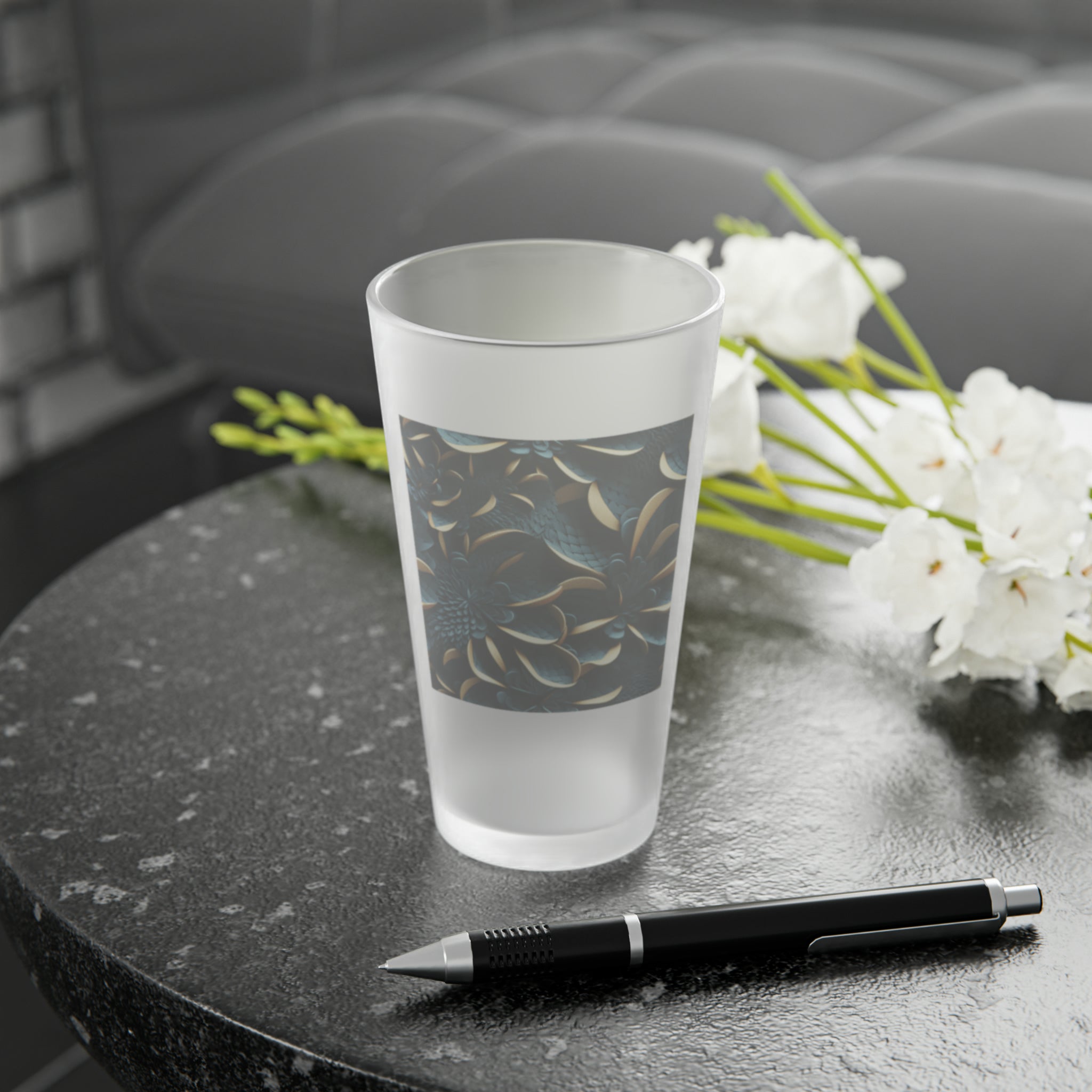 Frosted Pint Glass, 16oz - Vibrant Designs 05