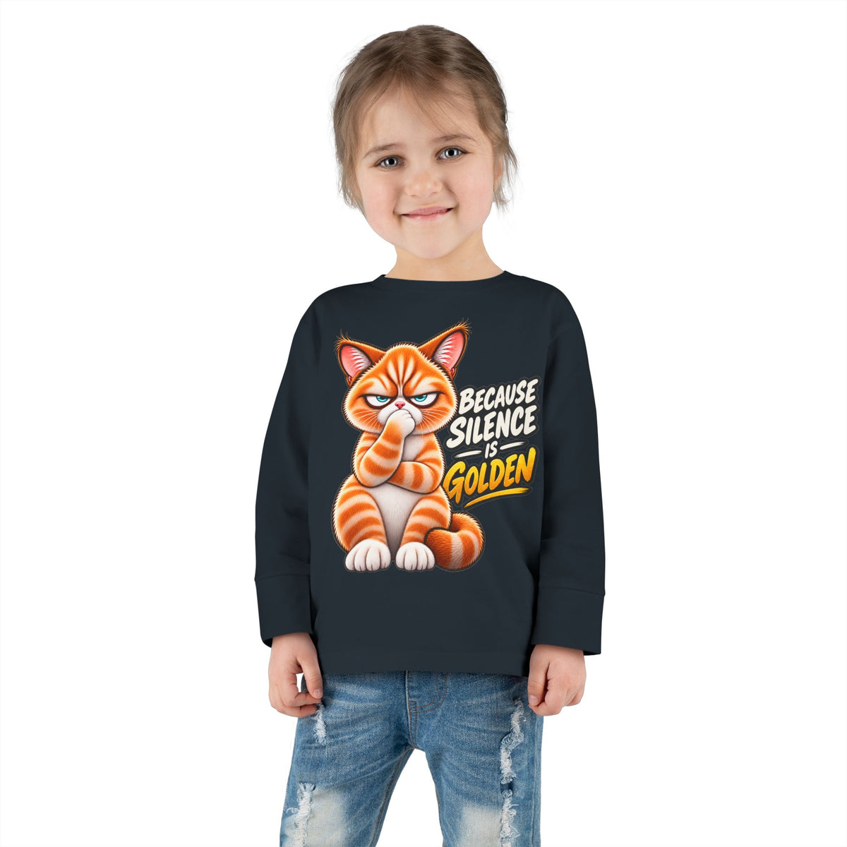 Silence is Golden - Mildly Feral - Toddler Long Sleeve Tee
