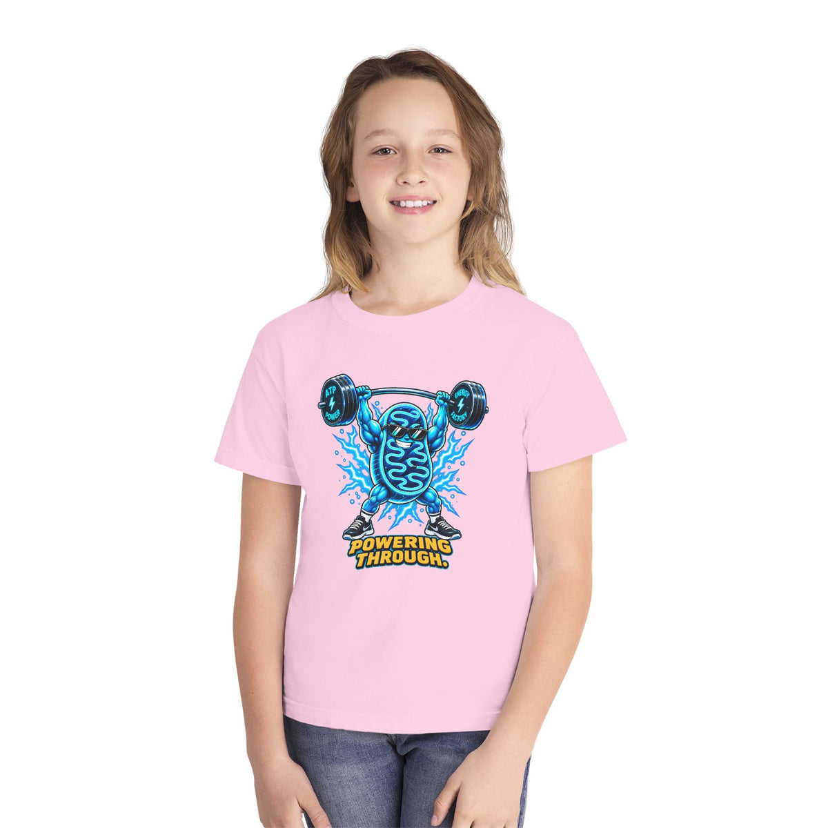 Mitochondria Powerhouse, a Science design, on a youth midweight cotton tee