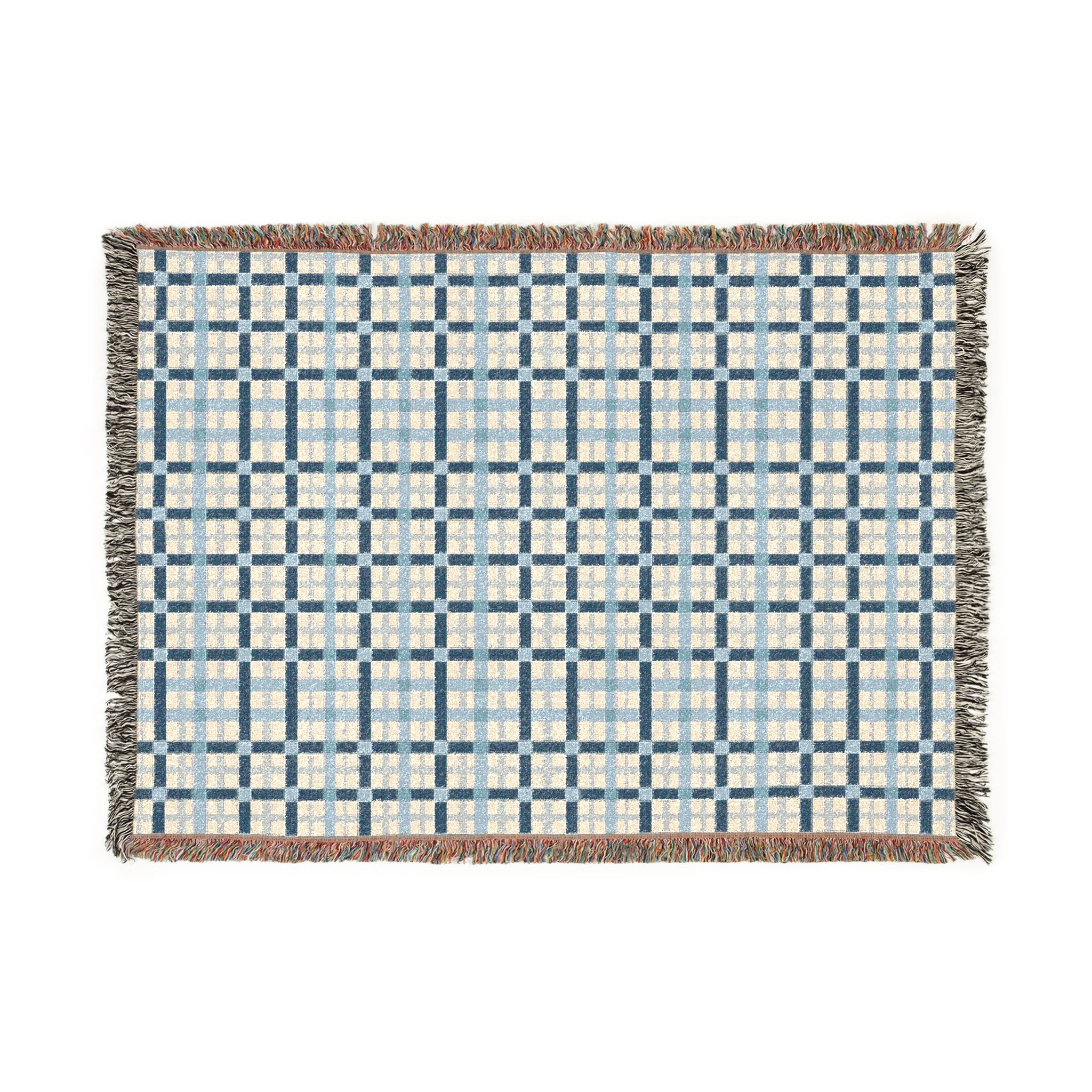 Woven Throw Blanket — Reversible Cozy Check Pattern for Living Room & Cabin - Design 01