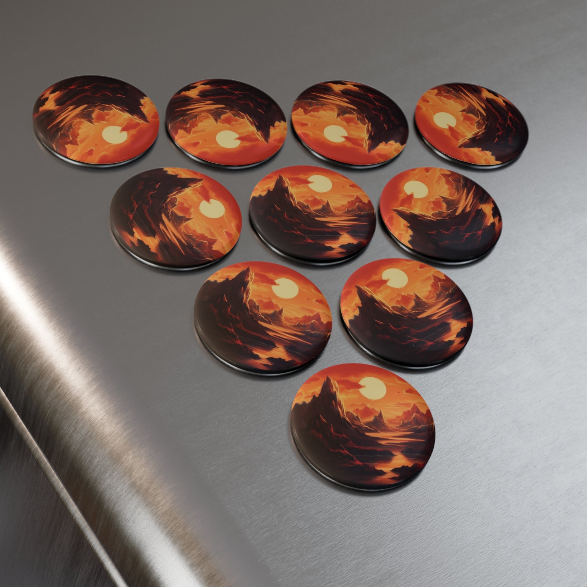 Button Magnet, Round (1 & 10 pcs) - Sunsets 09