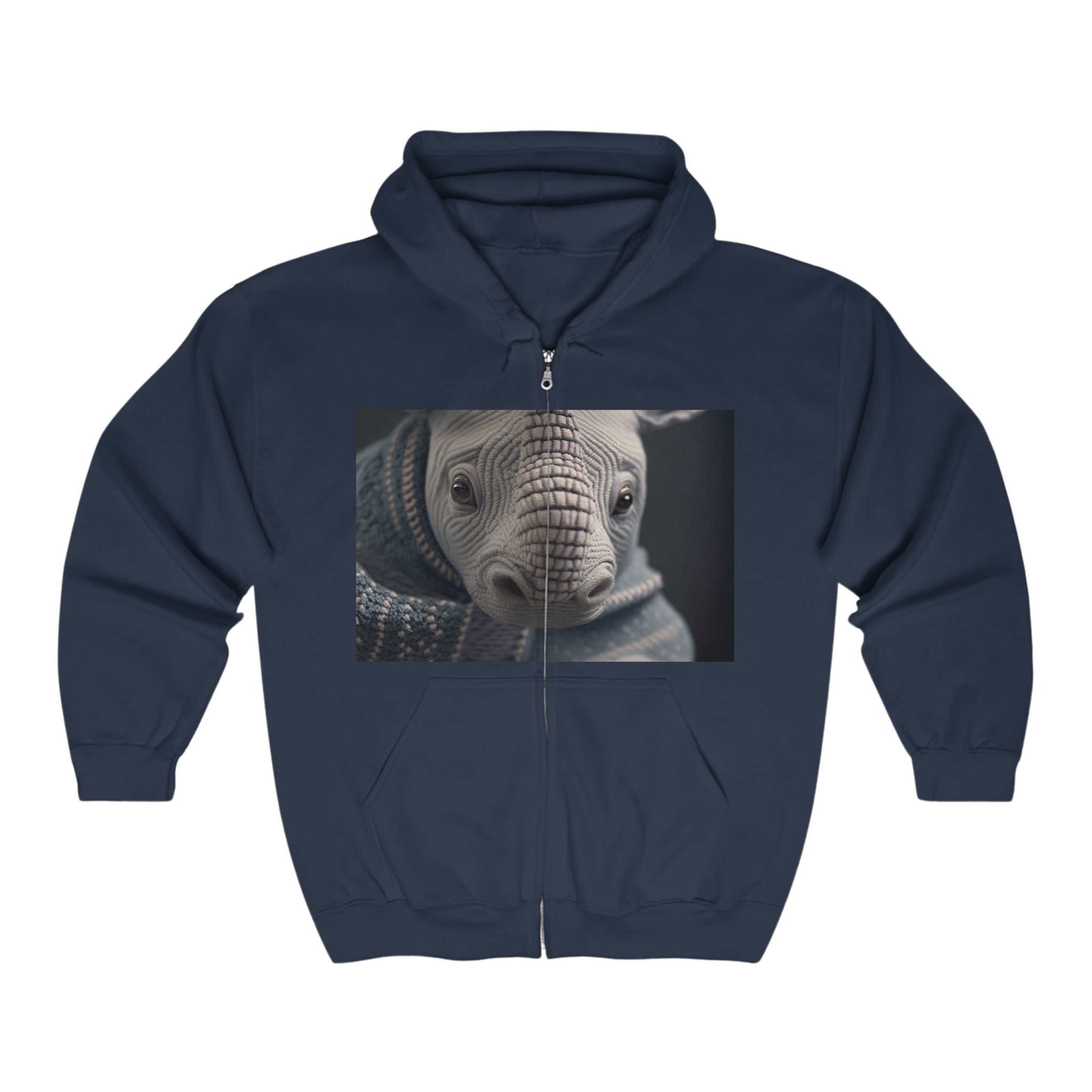 Unisex Heavy Blend™ Full Zip Hooded Sweatshirt - Baby Animals - Rhinoceros