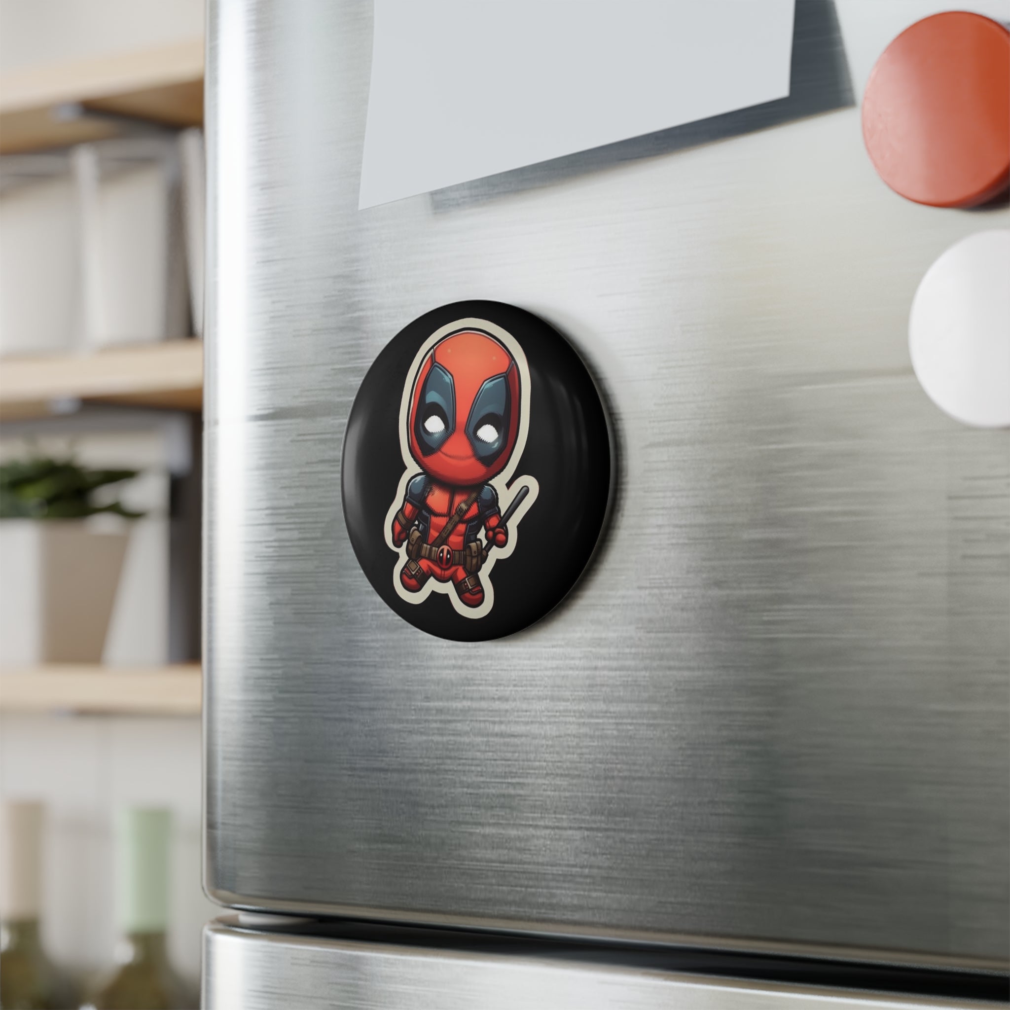 Button Magnet, Round (1 & 10 pcs) - Baby Deadpool 01