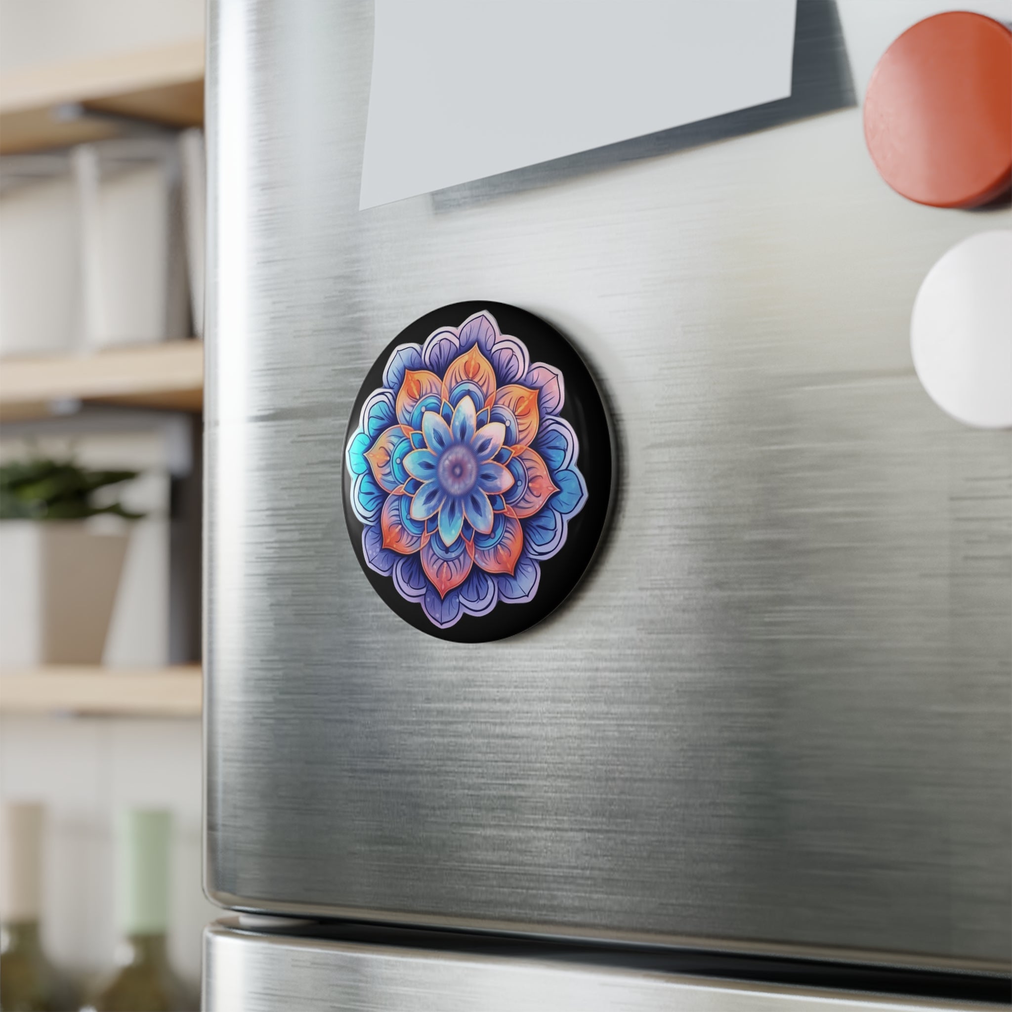 Button Magnet, Round (1 & 10 pcs) - Mandalas 16